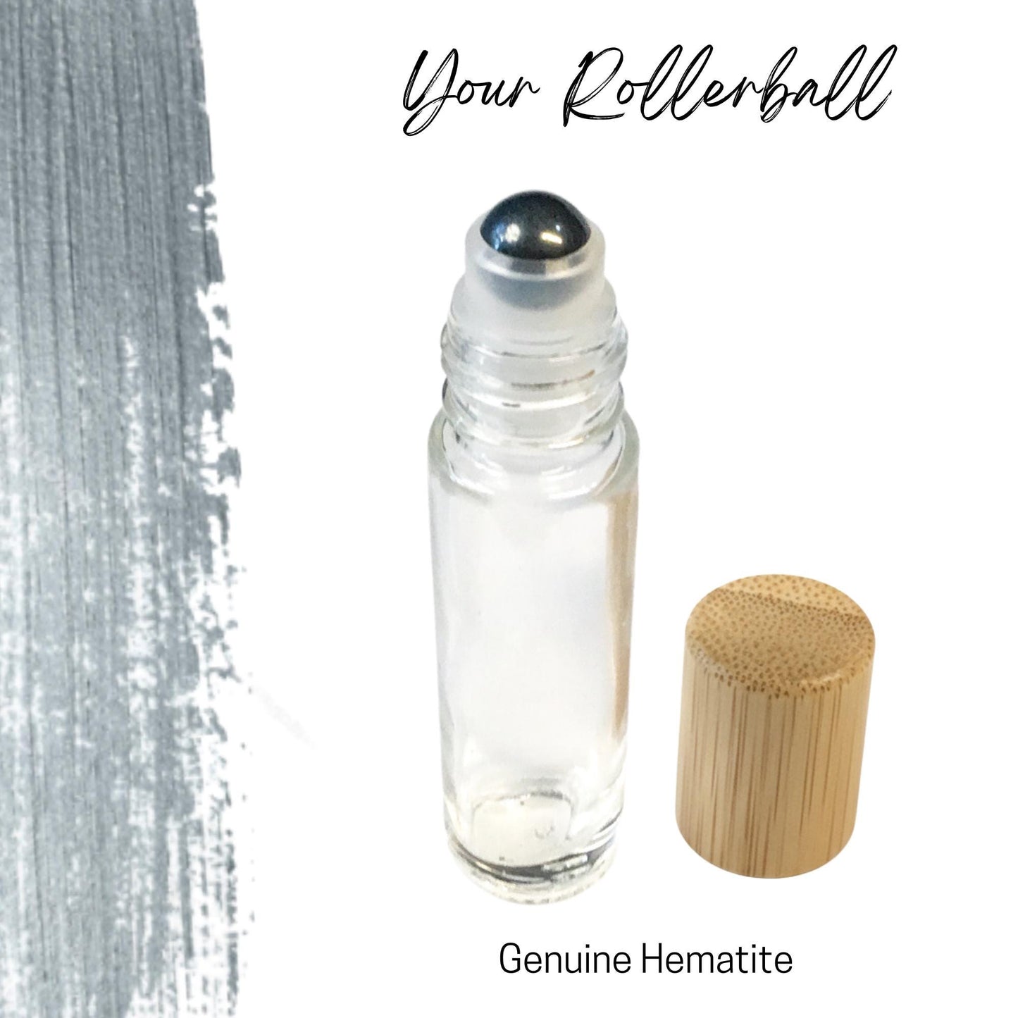 Hematite Gemstone Roller Bottle, Grounding & Focus, Crystal Rollerball, 5ml or 10ml