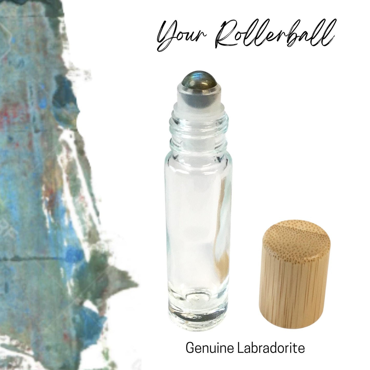 Labradorite Gemstone Roller Bottle, Intuition & Protection,Crystal Rollerball, 5ml or 10ml