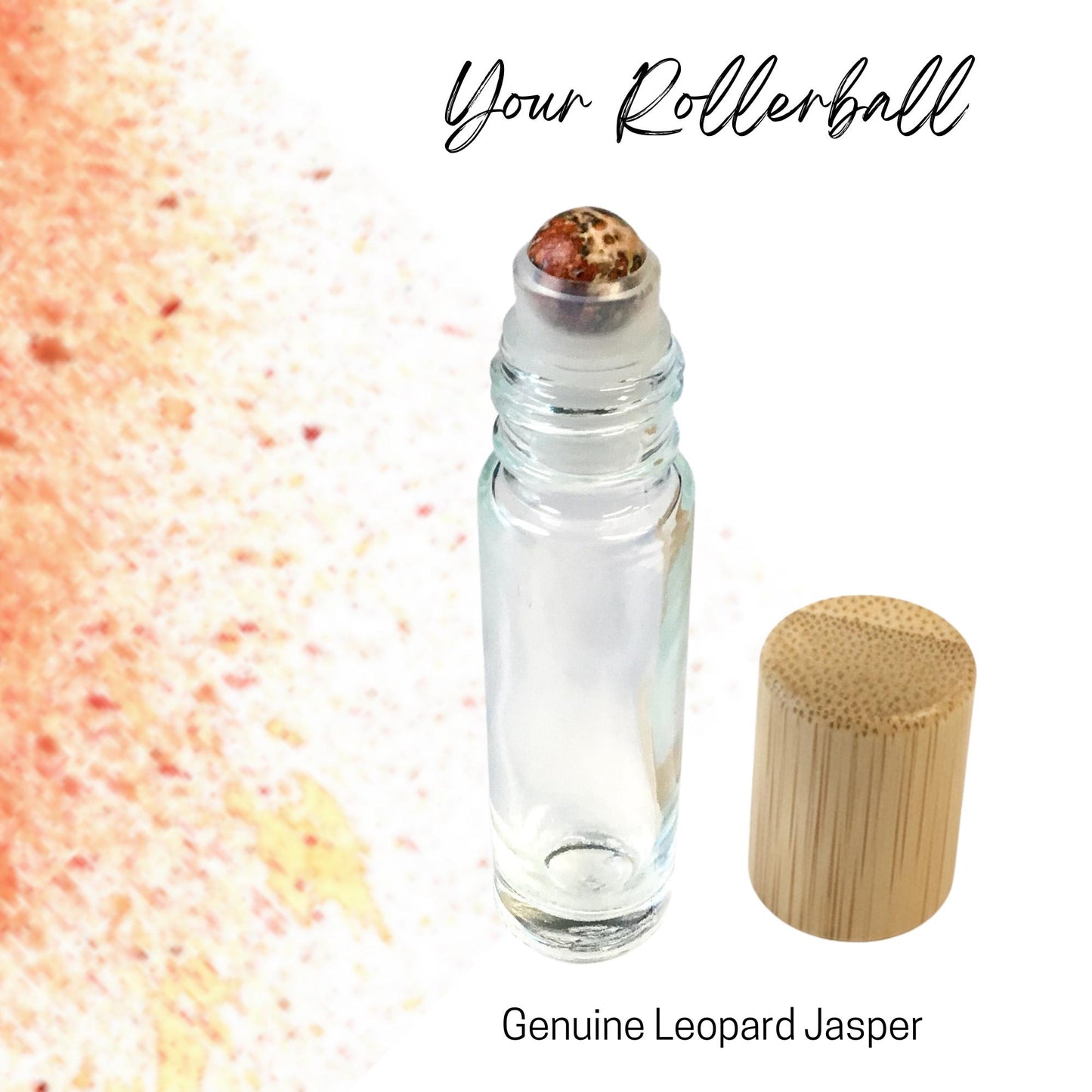 Leopard Jasper Gemstone Roller Bottle, Strength & Stability, Crystal Rollerball, 5ml or 10ml