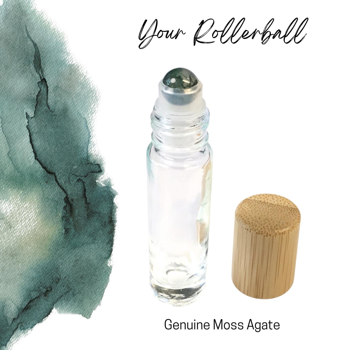 Moss Agate Gemstone Roller Bottle, Growth & Renewal, Crystal Rollerball, 5ml or 10ml