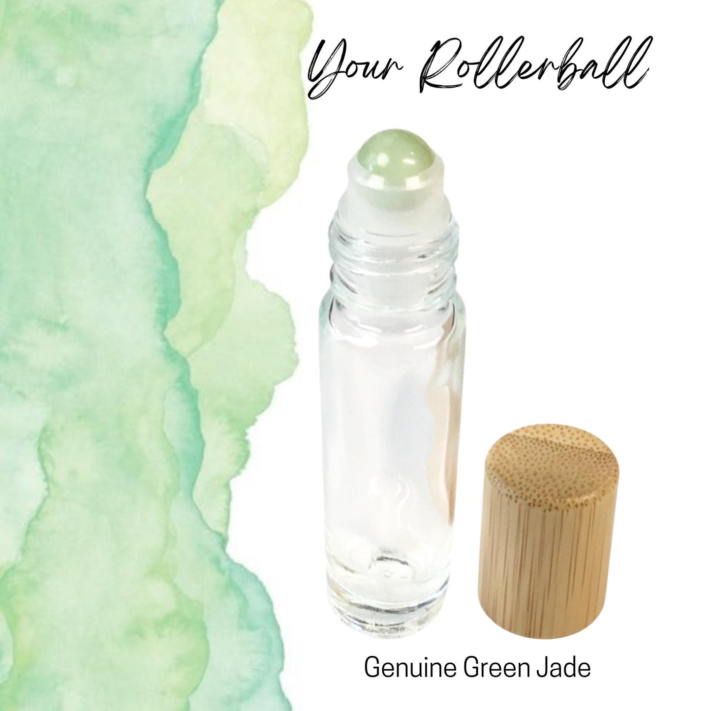Pale Green Jade Gemstone Roller Bottle, Harmony & Prosperity, Crystal Rollerball, 5ml or 10ml