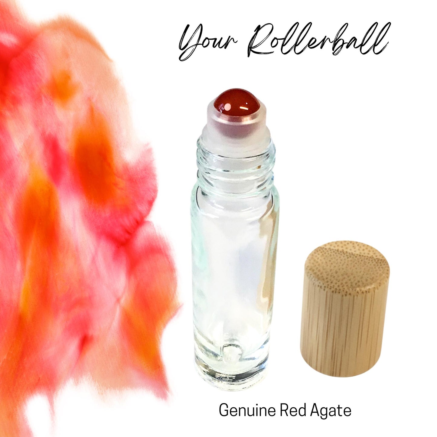 Red Agate Gemstone Roller Bottle, Stability & Strength, Crystal Rollerball, 5ml or 10ml