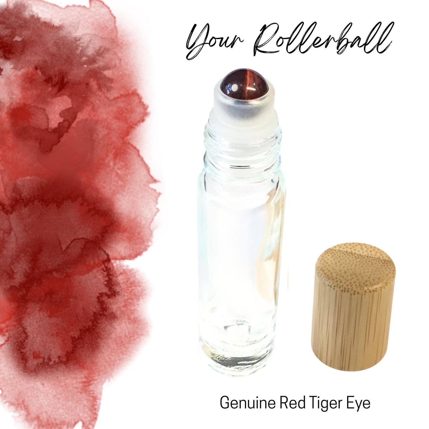 Red Tiger Eye Gemstone Roller Bottle, Confidence & Courage, Crystal Rollerball, 5ml or 10ml