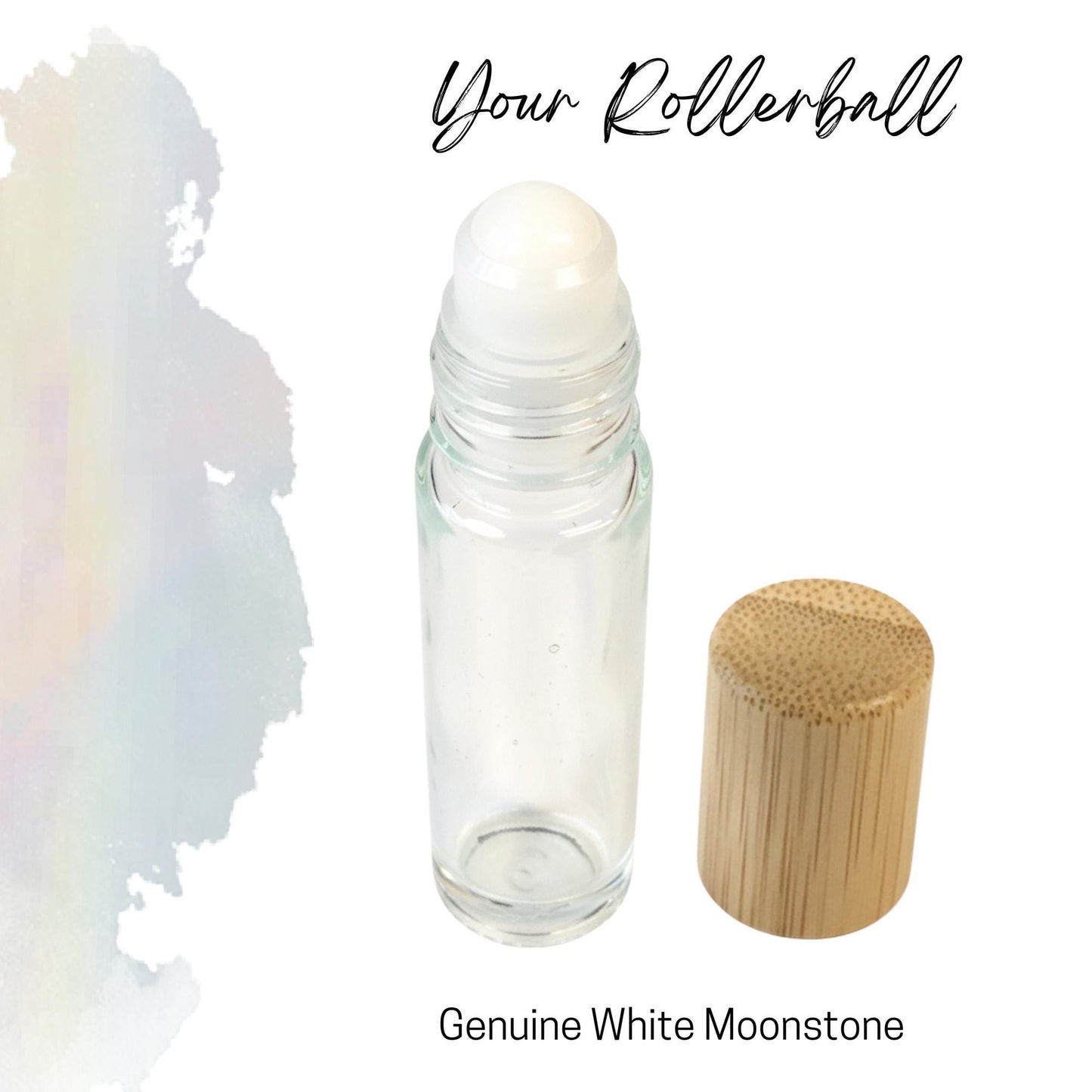 White Moonstone Gemstone Roller Bottle‚ Intuition & Calm,  Crystal Rollerball, 5ml or 10ml