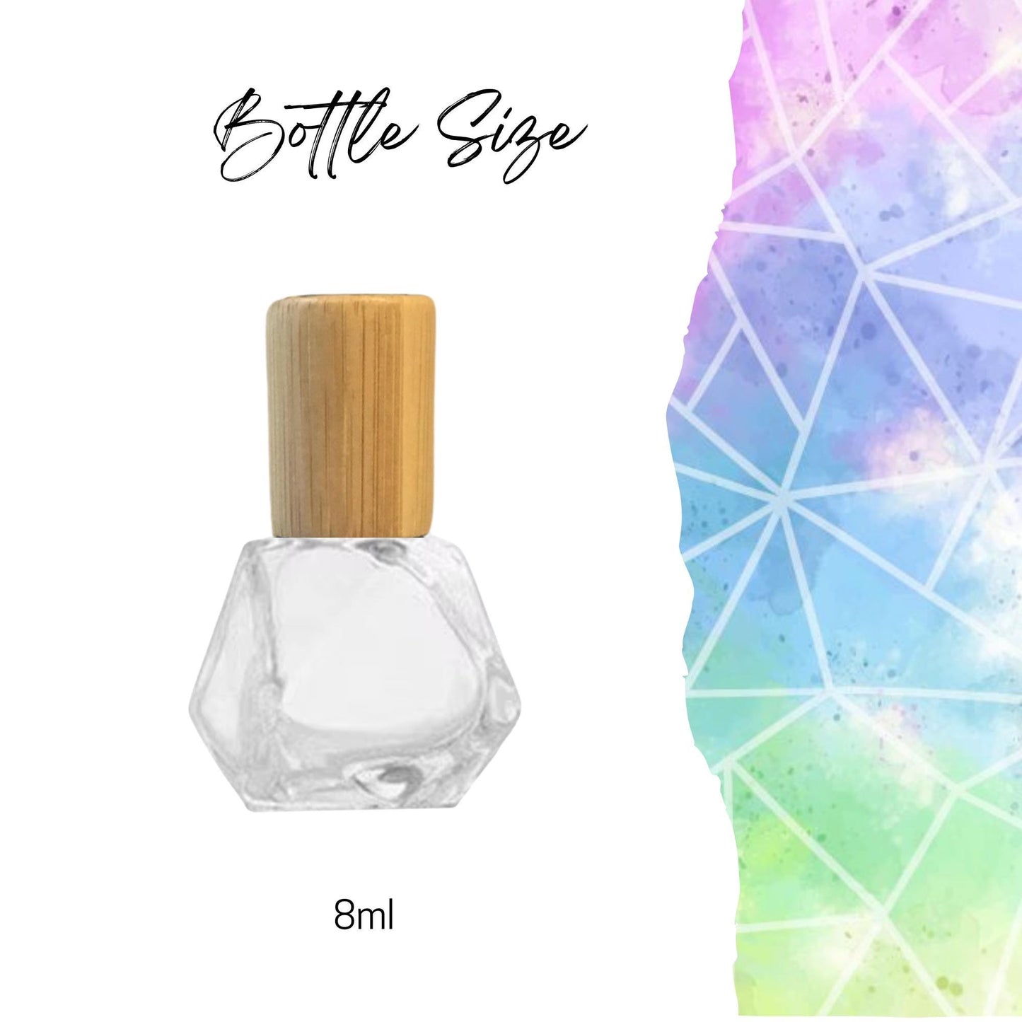 Geometric Gemstone Roller Bottle • Clear Glass • Bamboo Cap • Signature Shapes • 8ml • Crystal Rollerball • 12 Gemstone Choices
