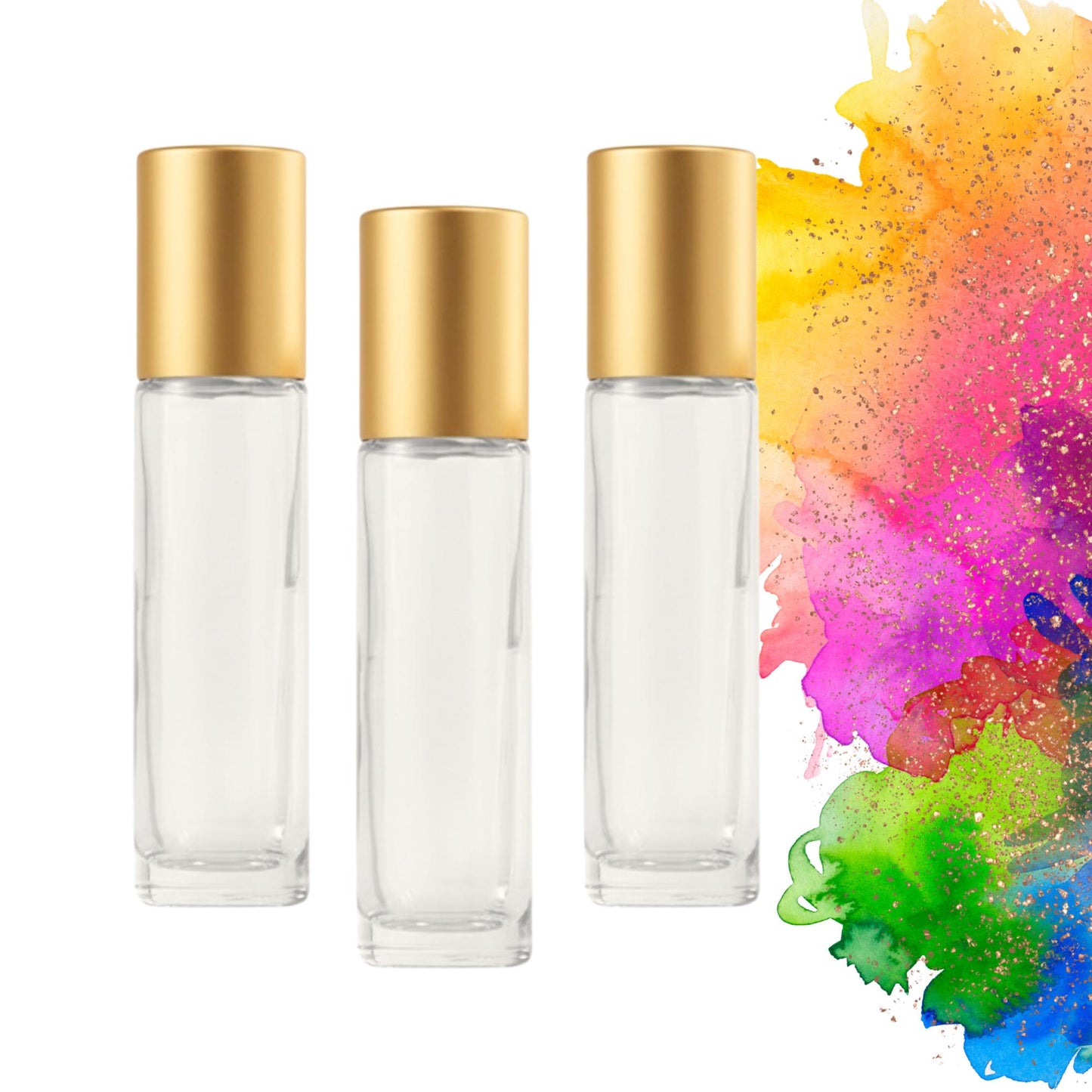 Clear Glass Gemstone Roller Bottle • Crystal Rollerball • 49 Gemstone Choices • 5ml or 10ml