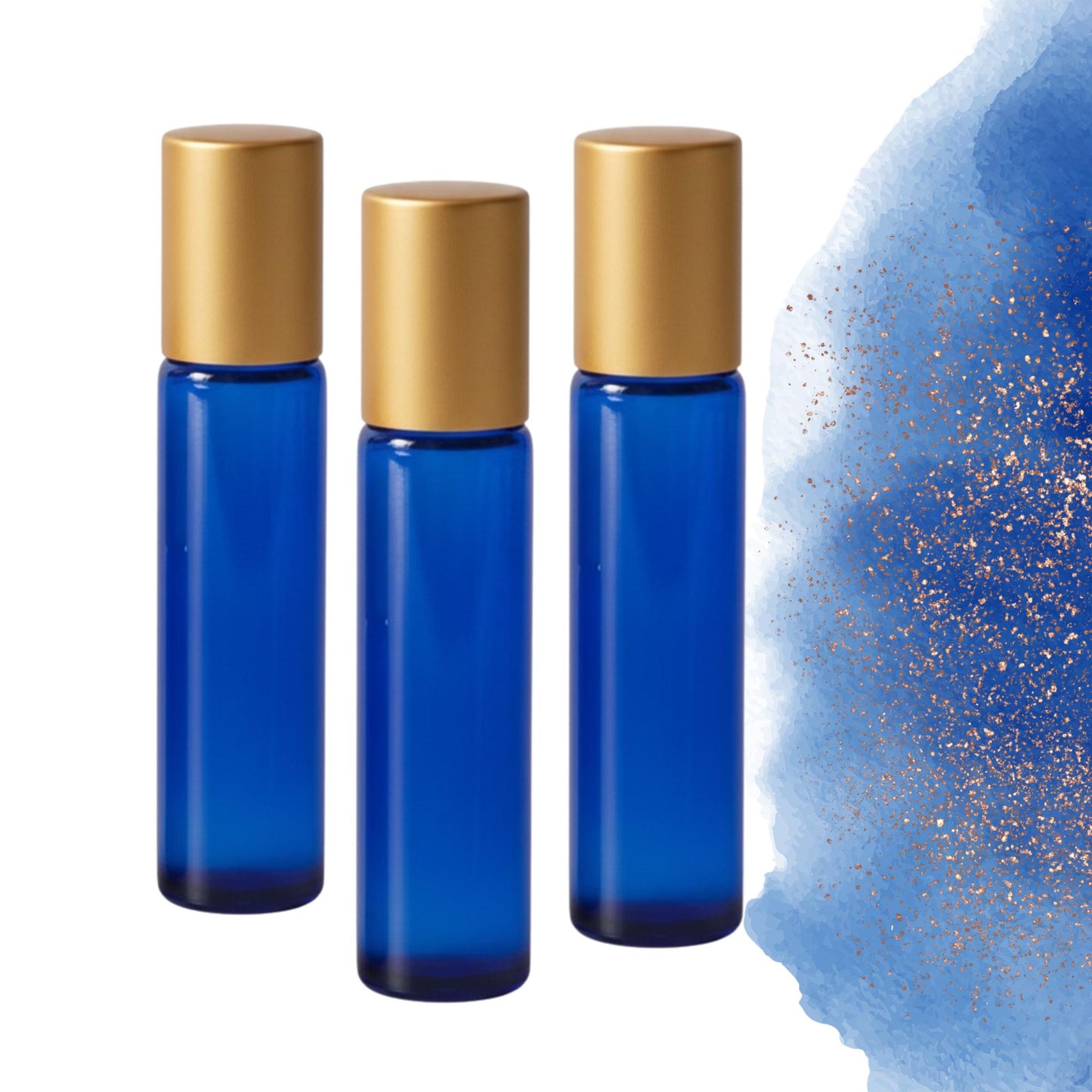 Cobalt Blue Glass Gemstone Roller Bottle • Crystal Rollerball • 49 Gemstone Choices • 5ml or 10ml
