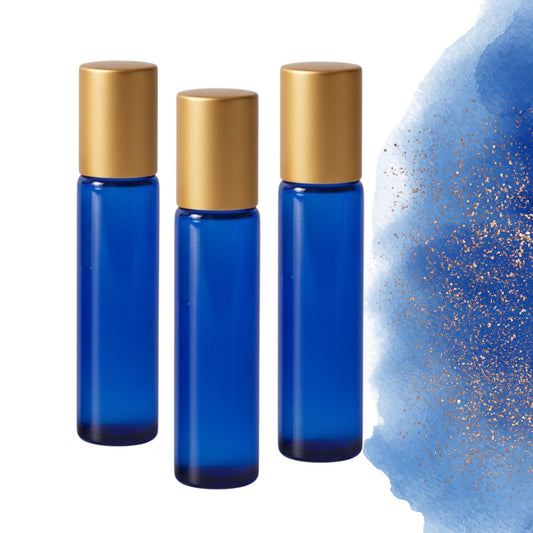 Cobalt Blue Glass Gemstone Roller Bottle • Crystal Rollerball • 49 Gemstone Choices • 5ml or 10ml