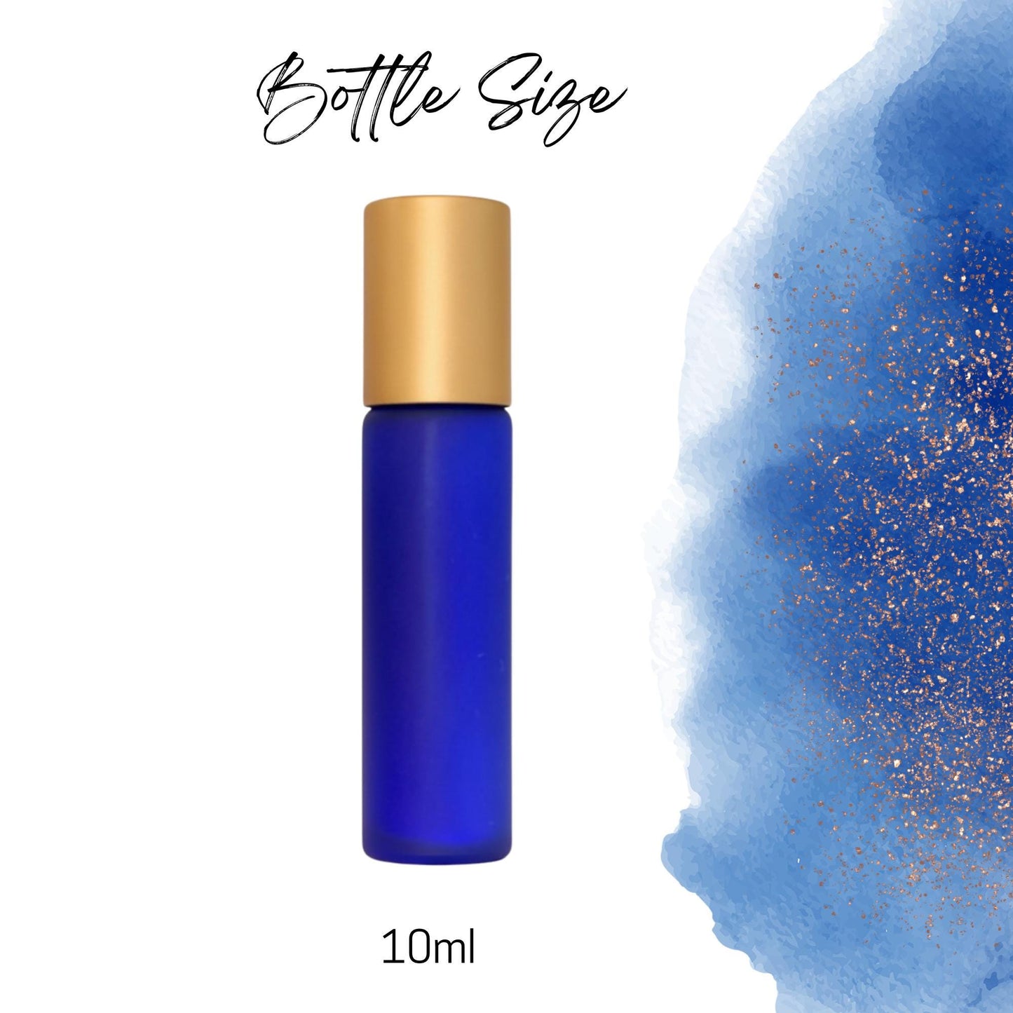 Frosted Cobalt Blue Glass Gemstone Roller Bottle • Crystal Rollerball • 49 Gemstone Choices • 10ml