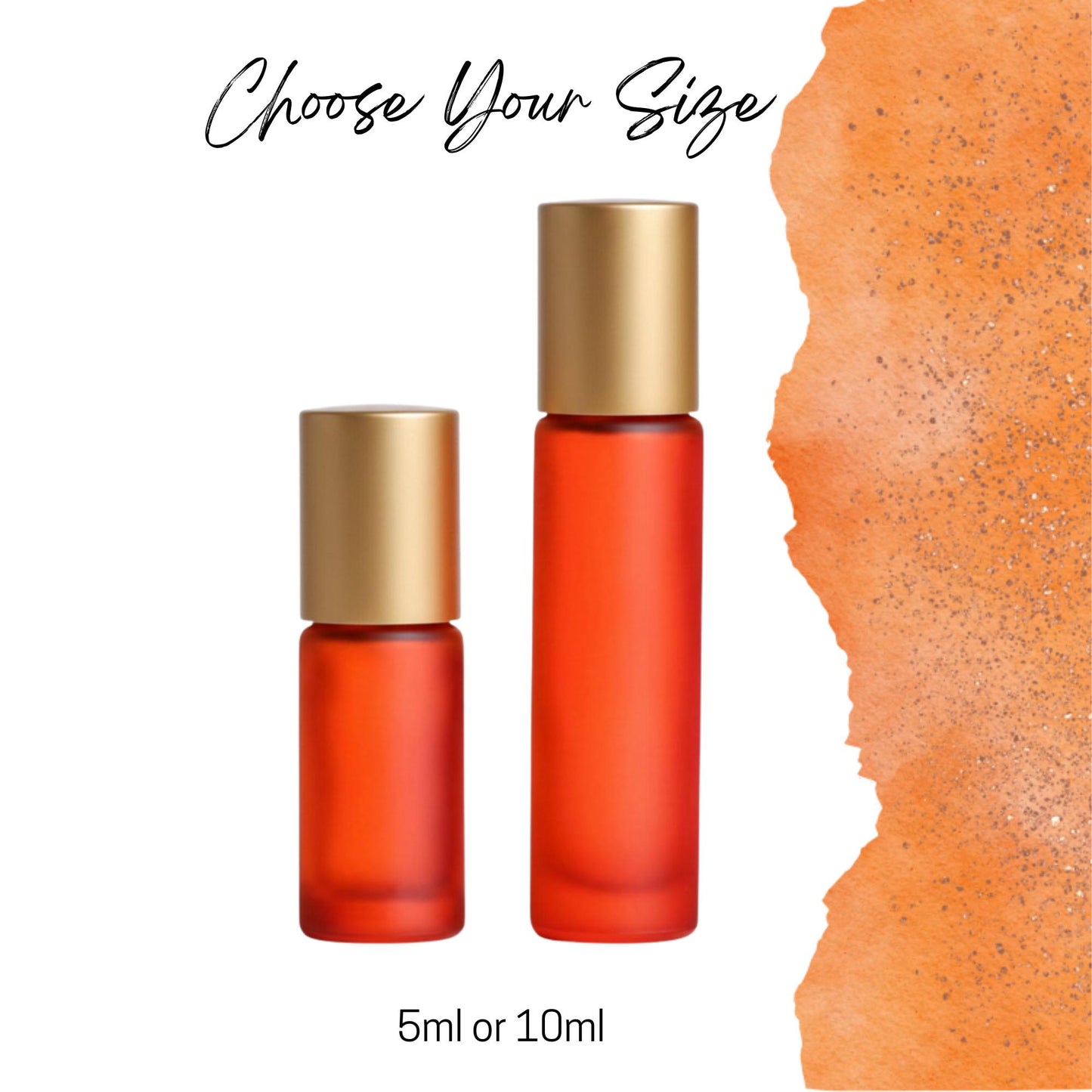 Frosted Orange Glass Gemstone Roller Bottle • Crystal Rollerball • 49 Gemstone Choices • 5ml or 10ml