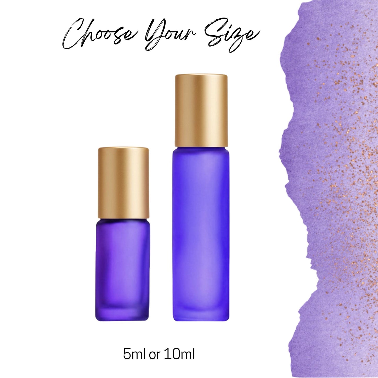 Frosted Purple Glass Gemstone Roller Bottle • Crystal Rollerball • 49 Gemstone Choices • 5ml or 10ml