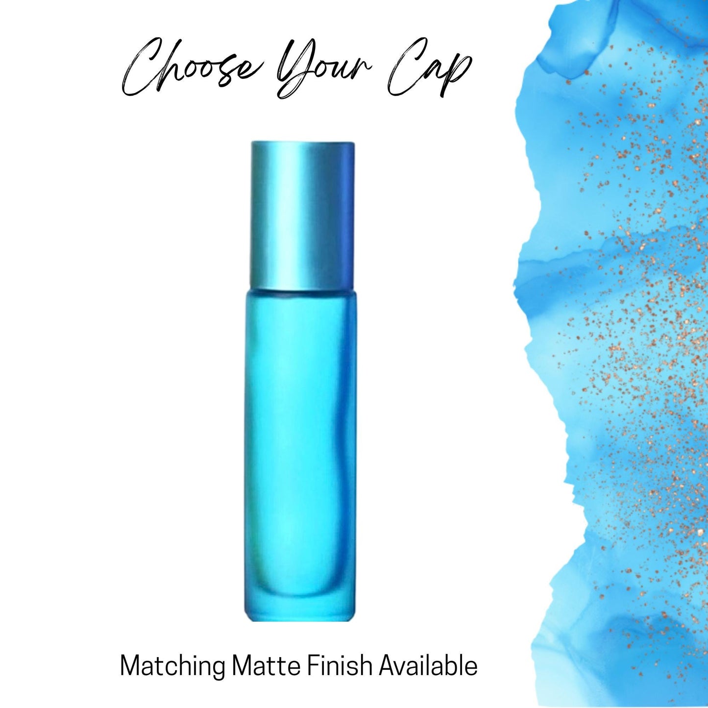 Frosted Turquoise Glass Gemstone Roller Bottle • Crystal Rollerball • 49 Gemstone Choices • 5ml or 10ml