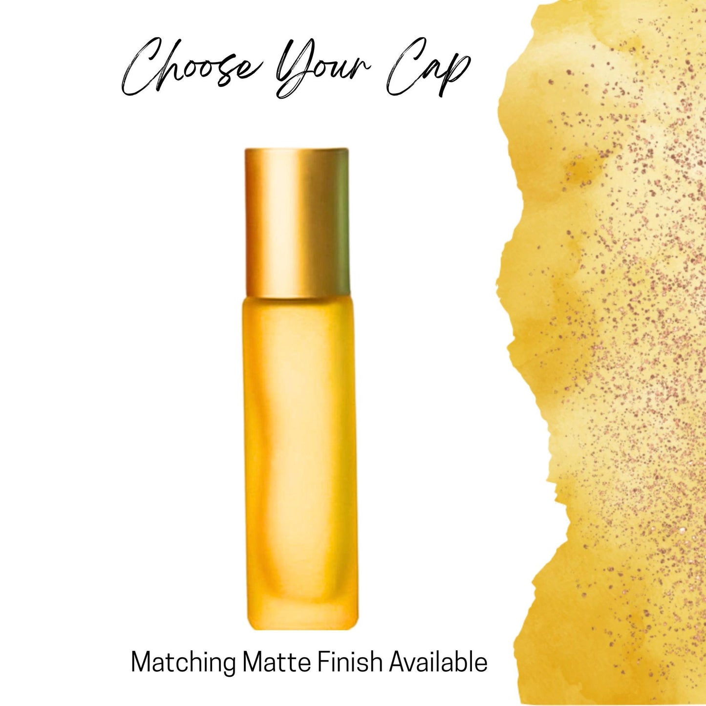 Frosted Yellow Glass Gemstone Roller Bottle • Crystal Rollerball • 49 Gemstone Choices • 5ml or 10ml