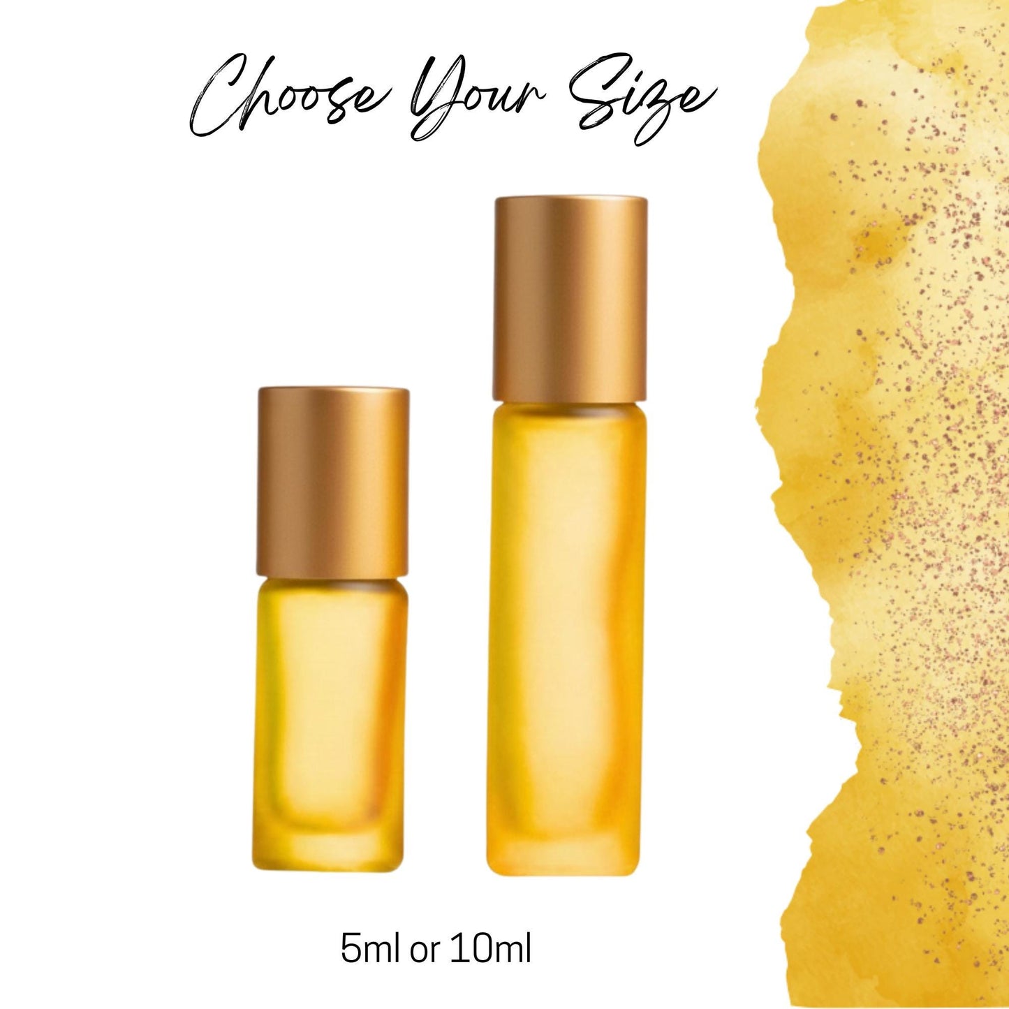 Frosted Yellow Glass Gemstone Roller Bottle • Crystal Rollerball • 49 Gemstone Choices • 5ml or 10ml