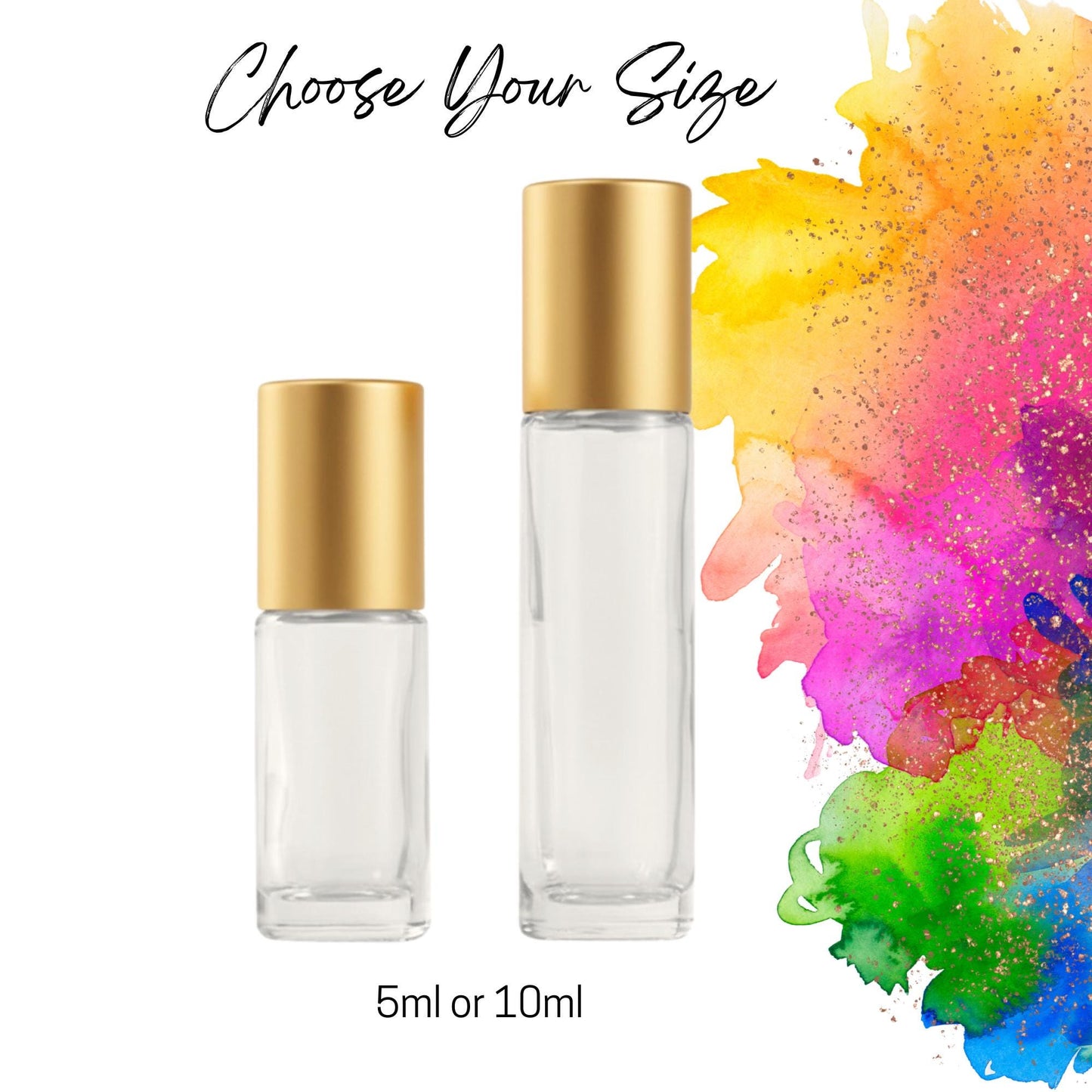 Gemstone Roller Bottle, 49 Crystal Rollerball Choices | Clear 5ml or 10ml Glass Bottle