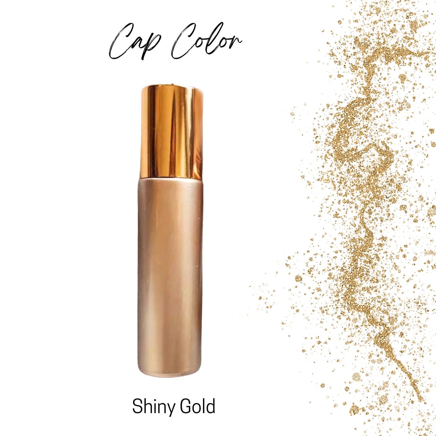 Soft Gold Gemstone Roller Bottle • 10ml Glass Essential Oil Bottle • 49 Crystal Rollerball Choices • Refillable Perfume Container