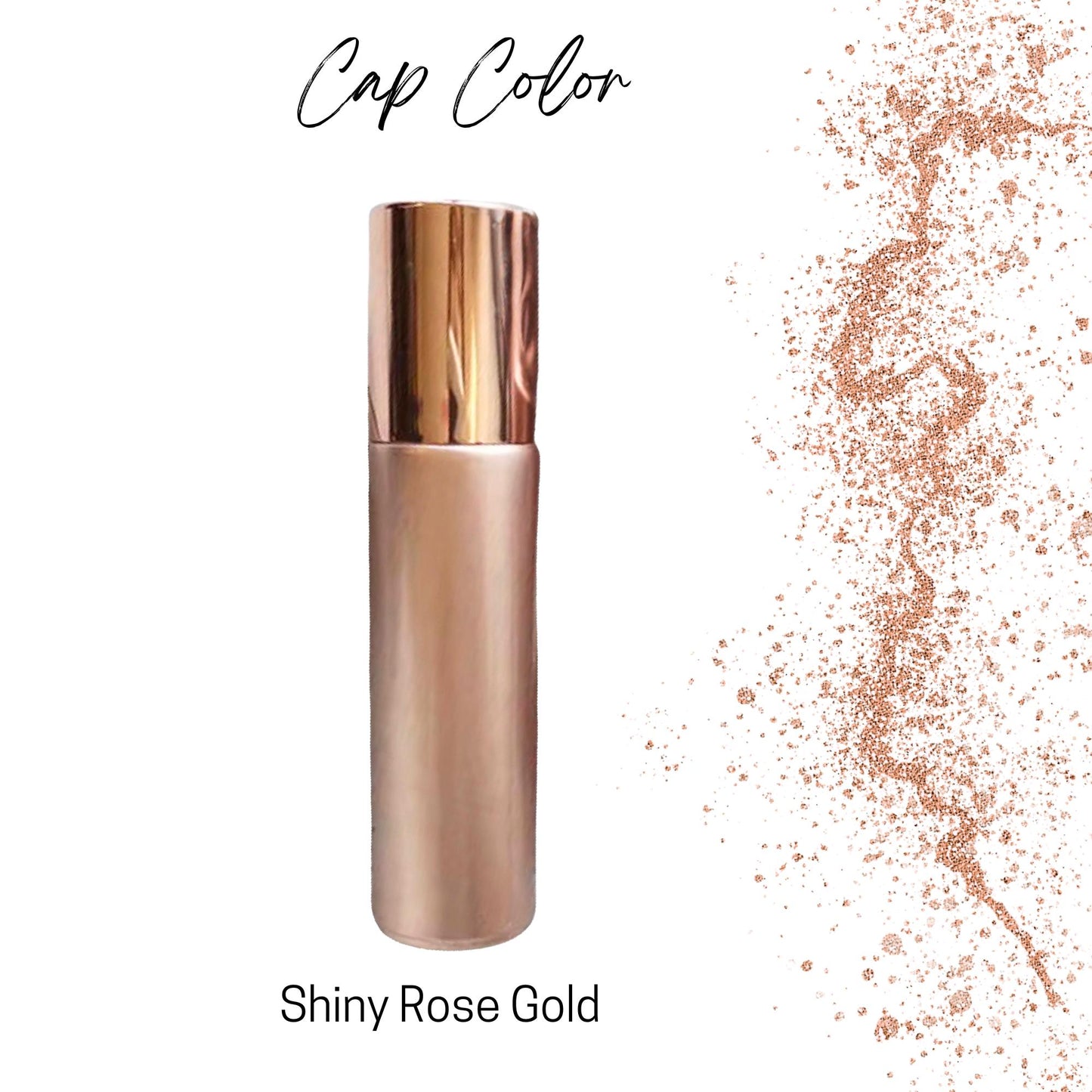 Soft Rose Gold Gemstone Roller Bottle • 10ml Glass Essential Oil Bottle • 49 Crystal Rollerball Choices • Refillable Perfume Container