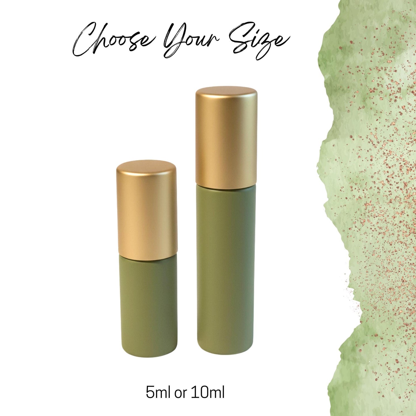 Forest Green Glass Gemstone Roller Bottle • Crystal Rollerball • 49 Gemstone Choices • 5ml or 10ml