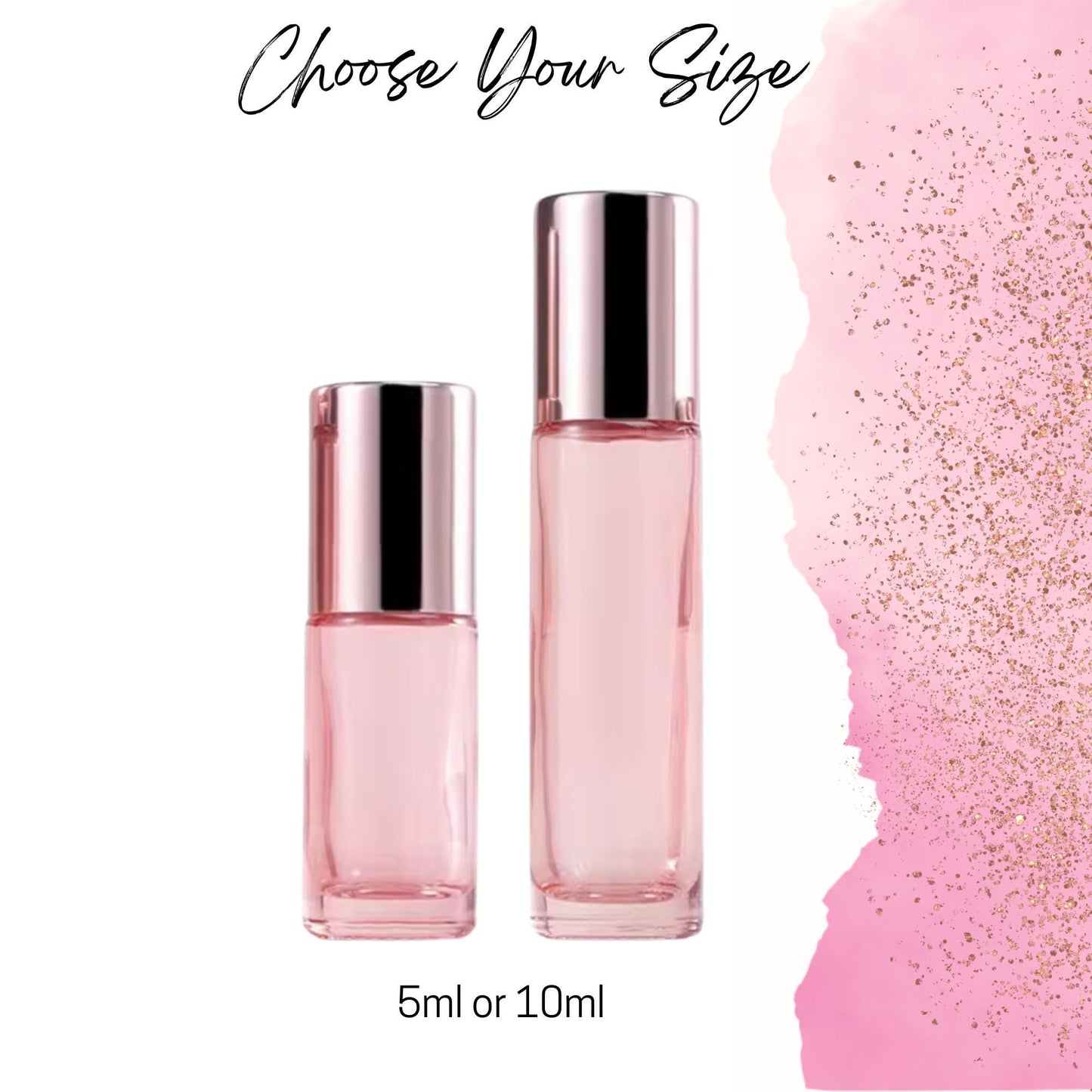 Blush Pink Glass Gemstone Roller Bottle • 49 Crystal Rollerball Choices • 5ml or 10ml • Refillable