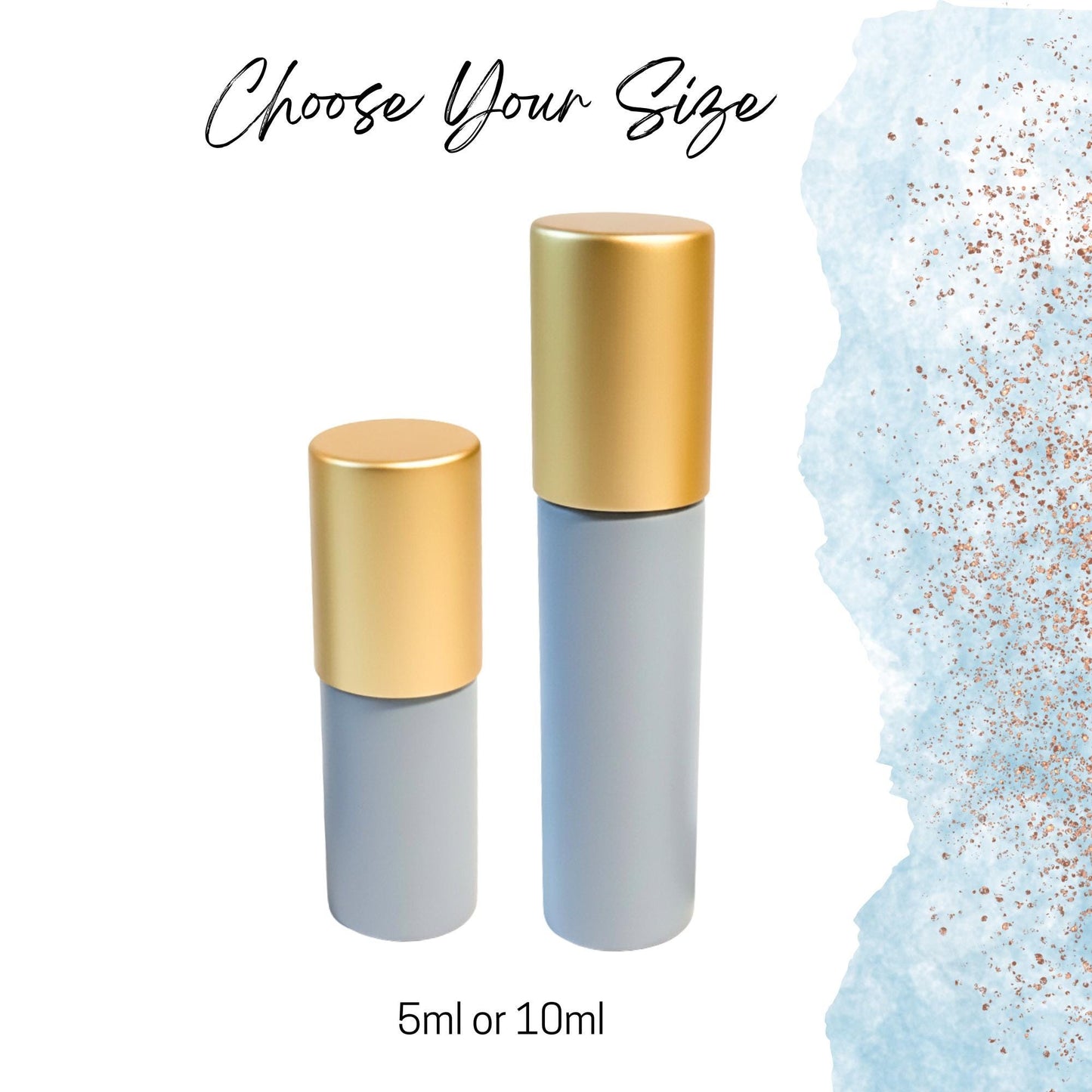 Sky Blue Glass Gemstone Roller Bottle • Crystal Rollerball • 49 Gemstone Choices • 5ml or 10ml