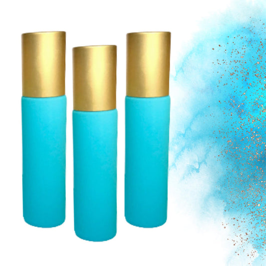 Matte Turquoise Gemstone Roller Bottle • 49 Crystal Rollerball Choices • 10ml • Essential Oil Roller • Refillable