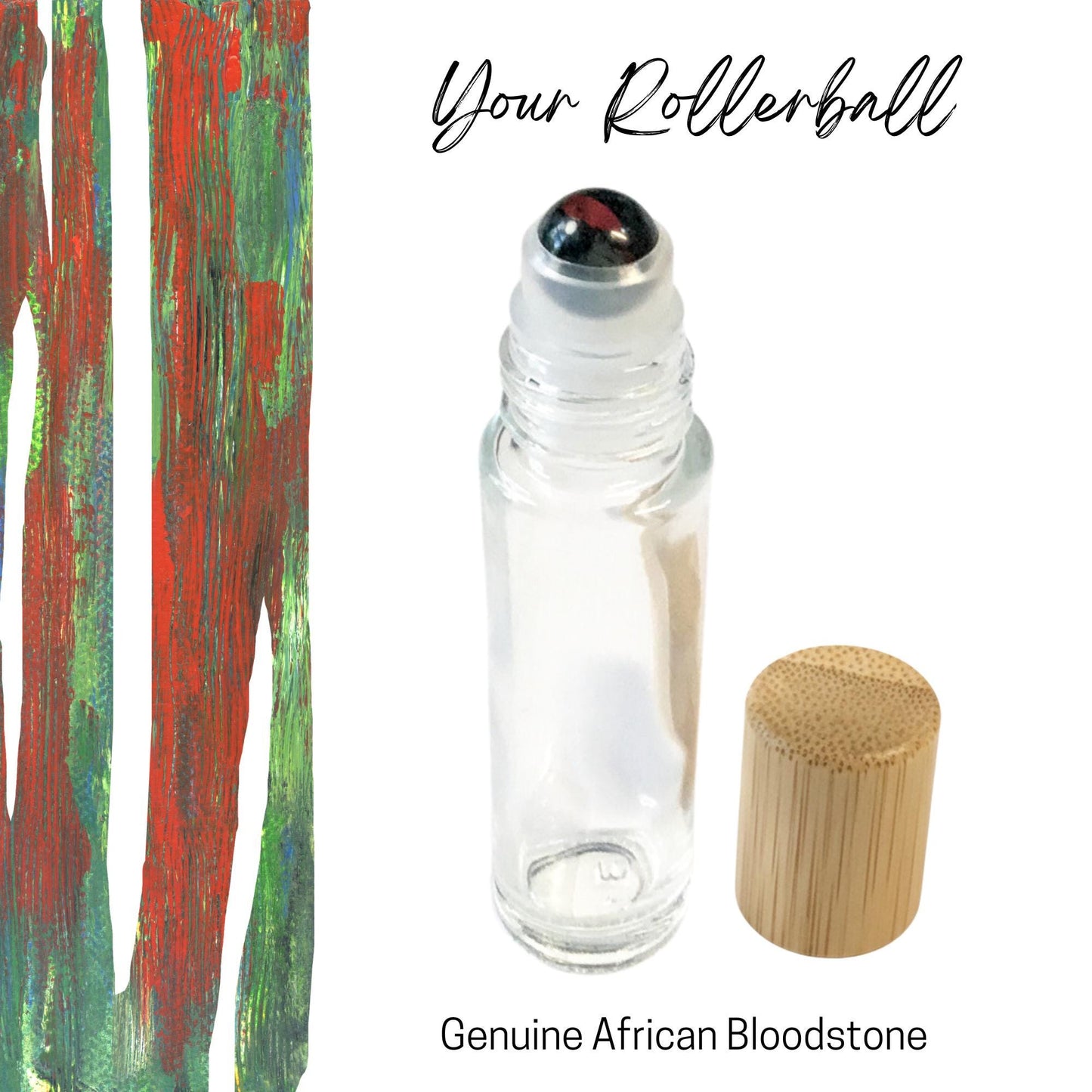 African Bloodstone Gemstone Roller Bottle, Strength & Vitality, Crystal Rollerball, 5ml or 10ml