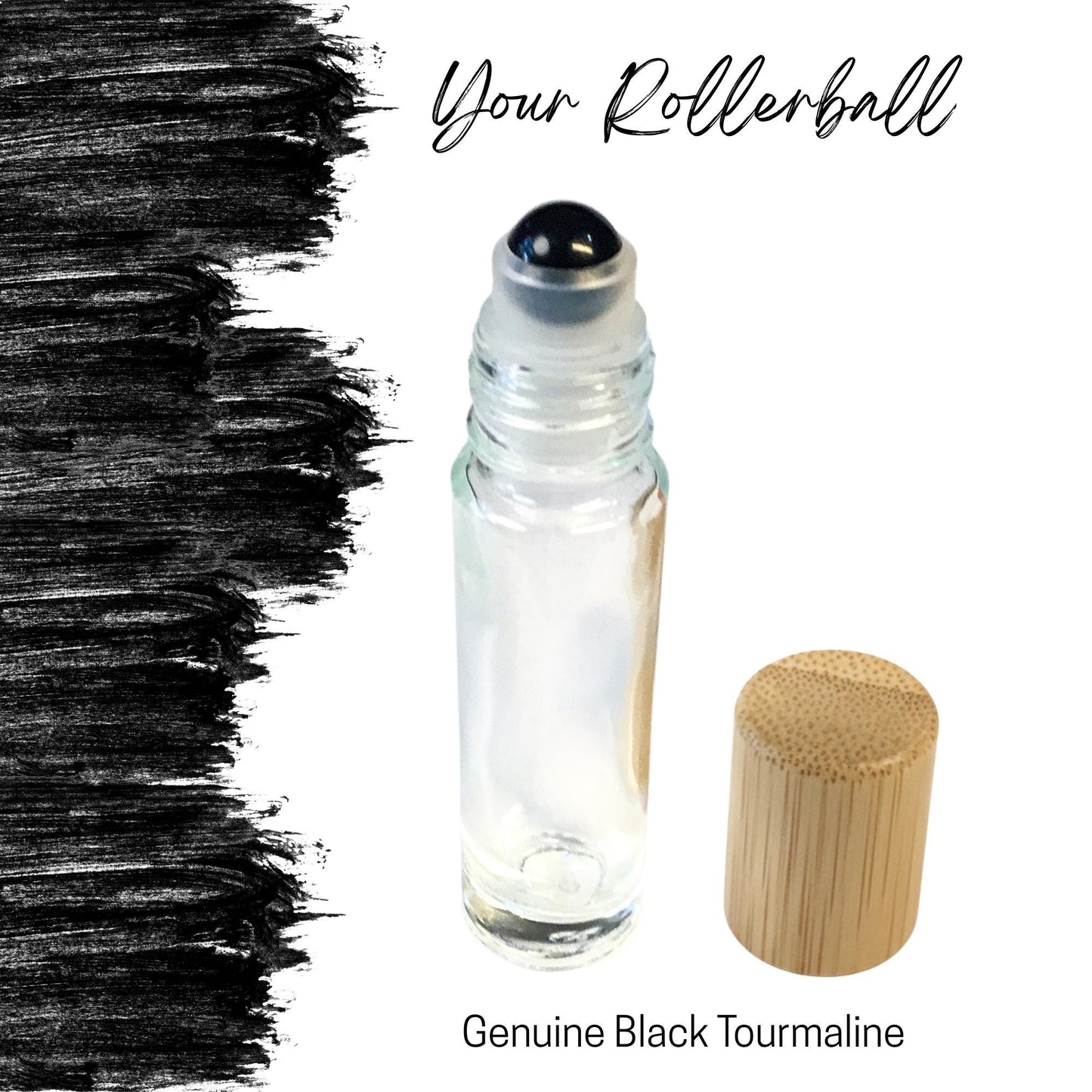 Black Tourmaline Gemstone Roller Bottle, Grounding & Protection,  Crystal Rollerball, 5ml or 10ml