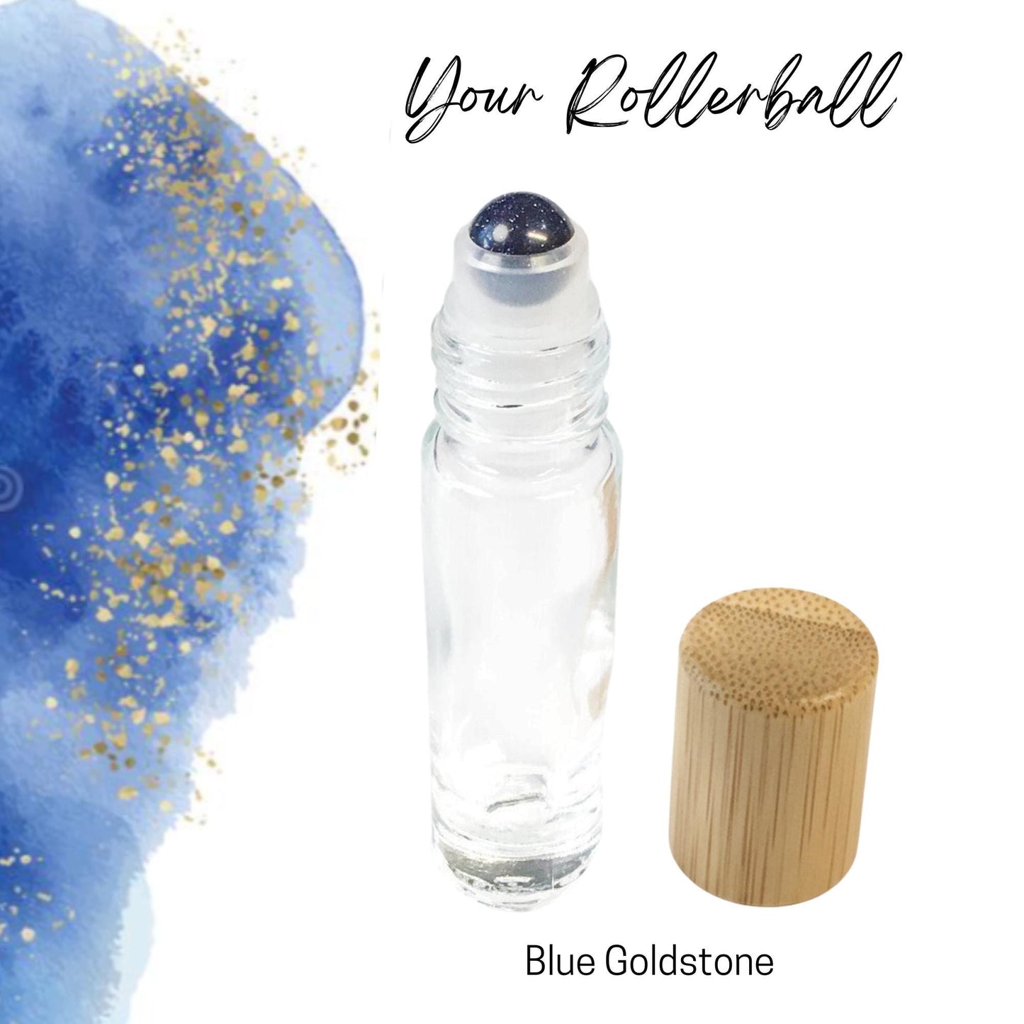 Blue Goldstone Gemstone Roller Bottle, Confidence & Motivation, Crystal Rollerball, 5ml or 10ml