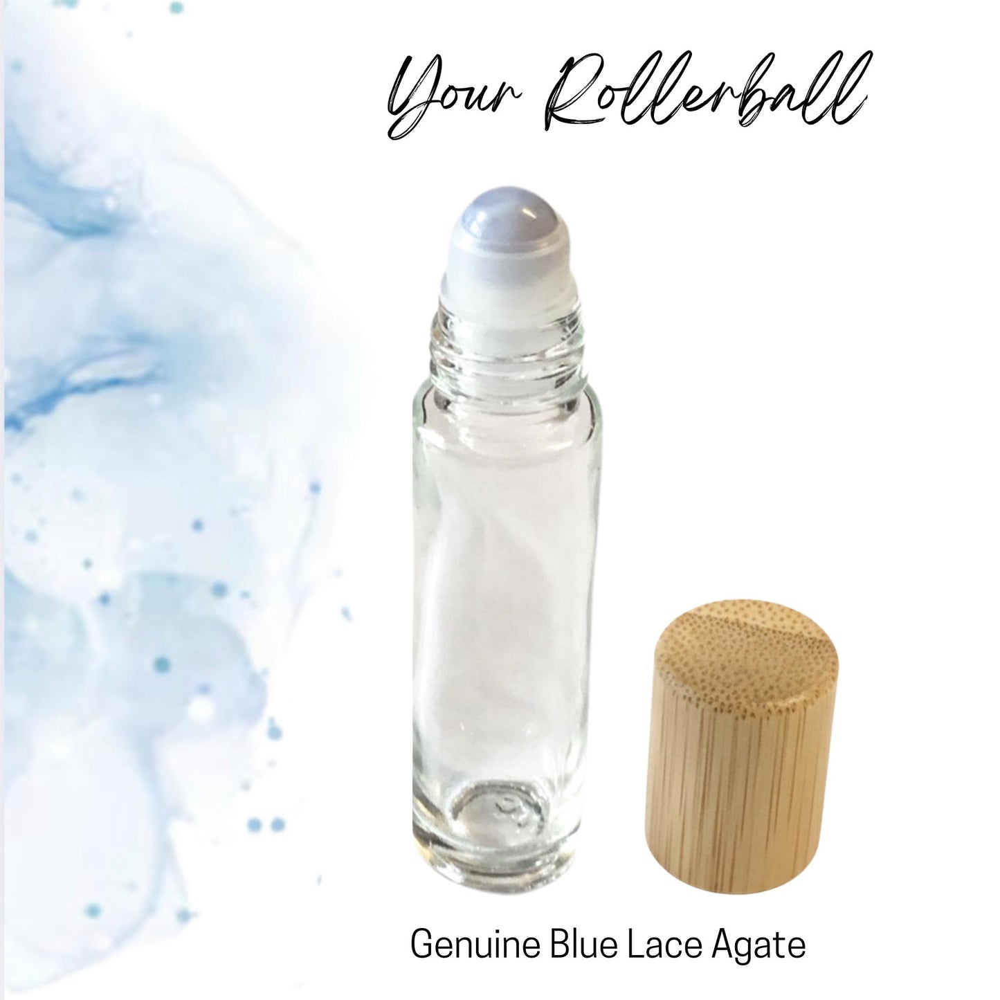 Blue Lace Agate Gemstone Roller Bottle, Calm & Communication, Crystal Rollerbal, 5ml or 10ml