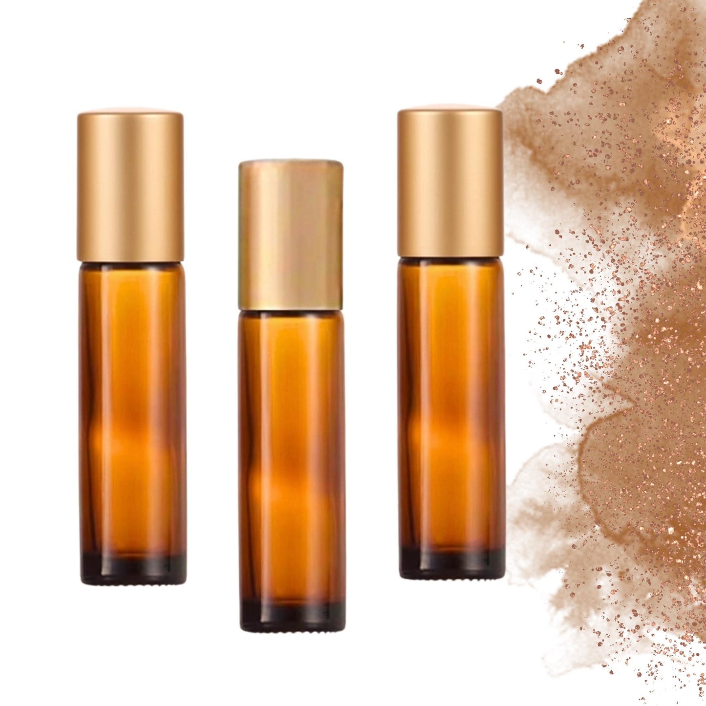 Amber Glass Roller Bottle • 5ml or 10ml Essential Oil Roller • Stainless or Glass Rollerball • Refillable • Single & Set Options