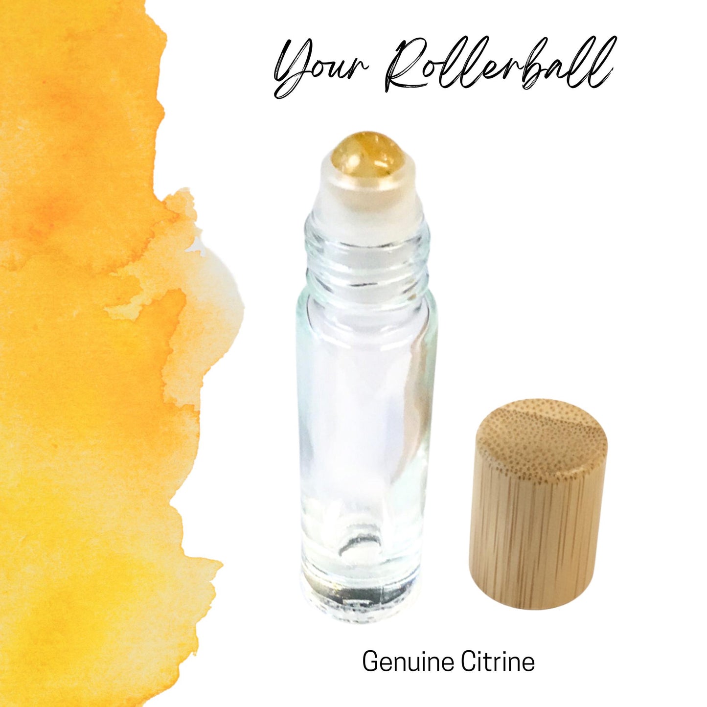 Citrine Gemstone Roller Bottle, Abundance & Positivity, Crystal Rollerball, 5ml or 10ml