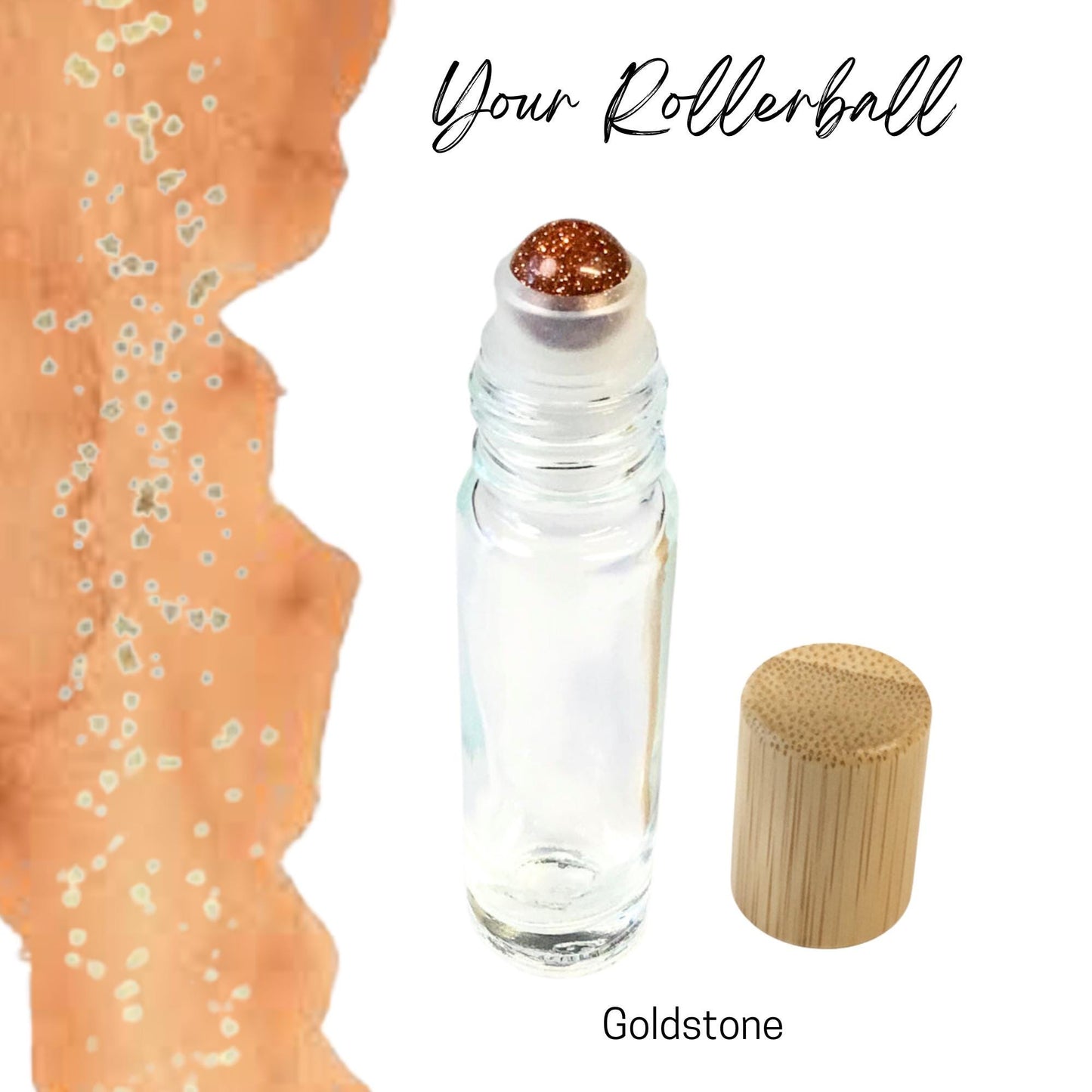 Goldstone Gemstone Roller Bottle, Confidence & Positivity, Crystal Rollerball, 5ml or 10ml