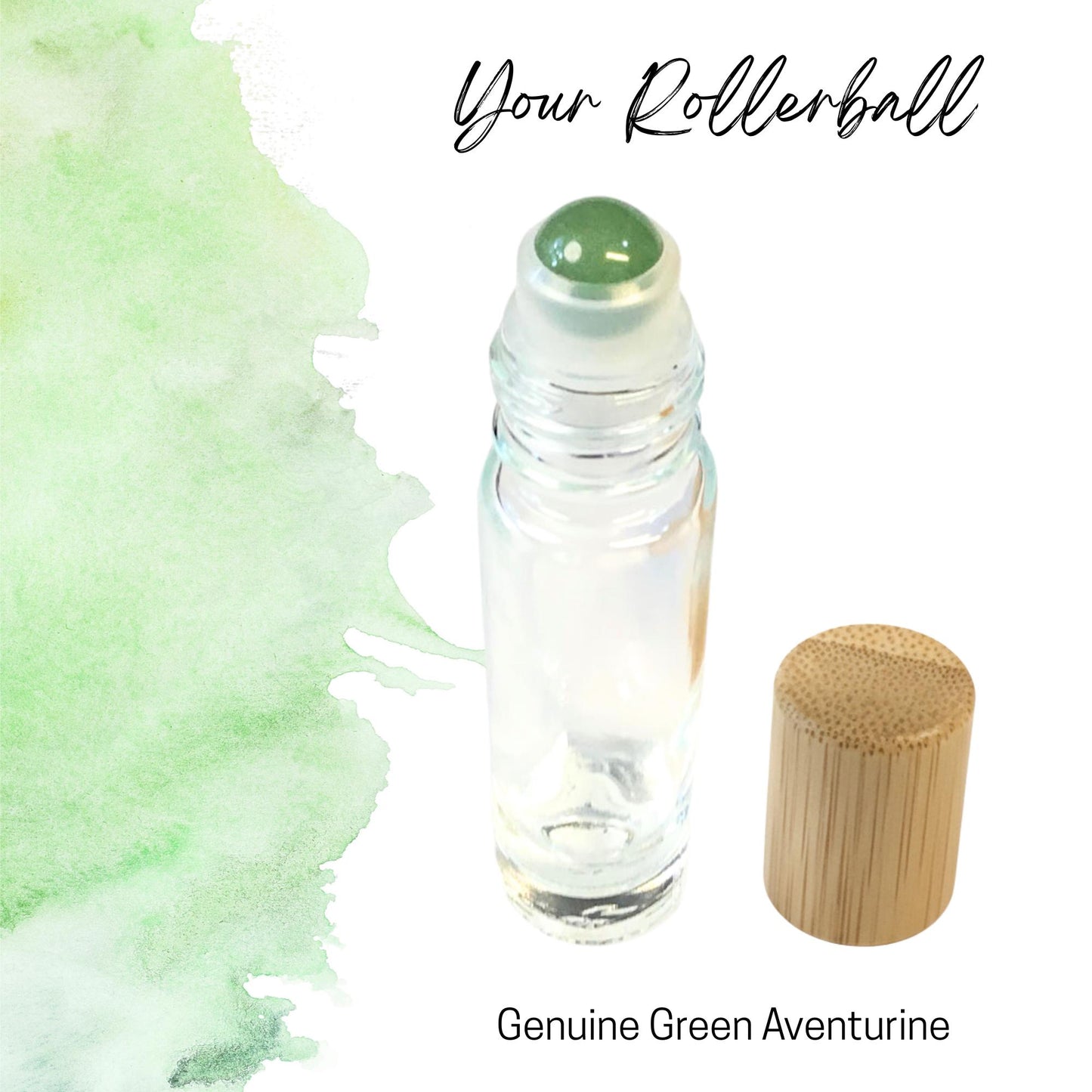 Green Aventurine Gemstone Roller Bottle, Luck & Growth, Crystal Rollerball, 5ml or 10ml
