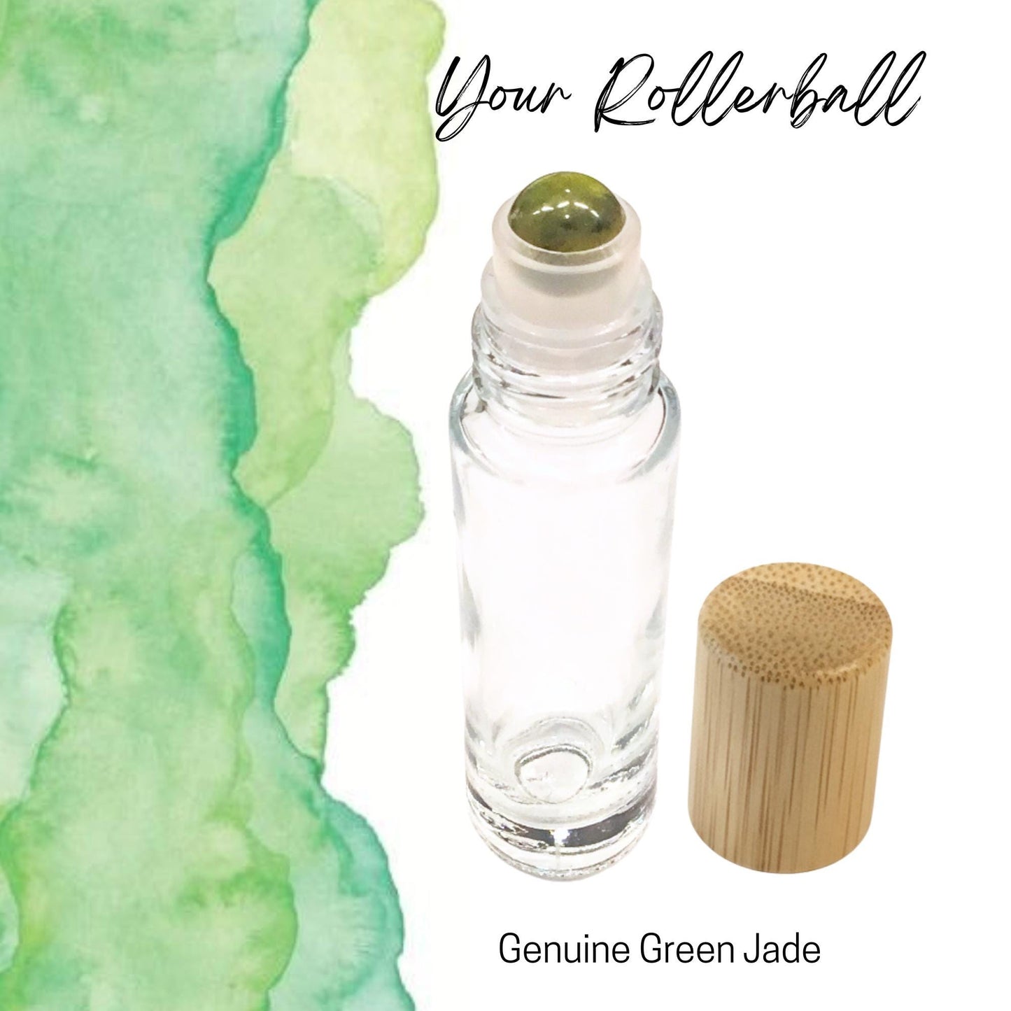 Green Jade Gemstone Roller Bottle, Peace & Harmony, Crystal Rollerball, 5ml or 10ml