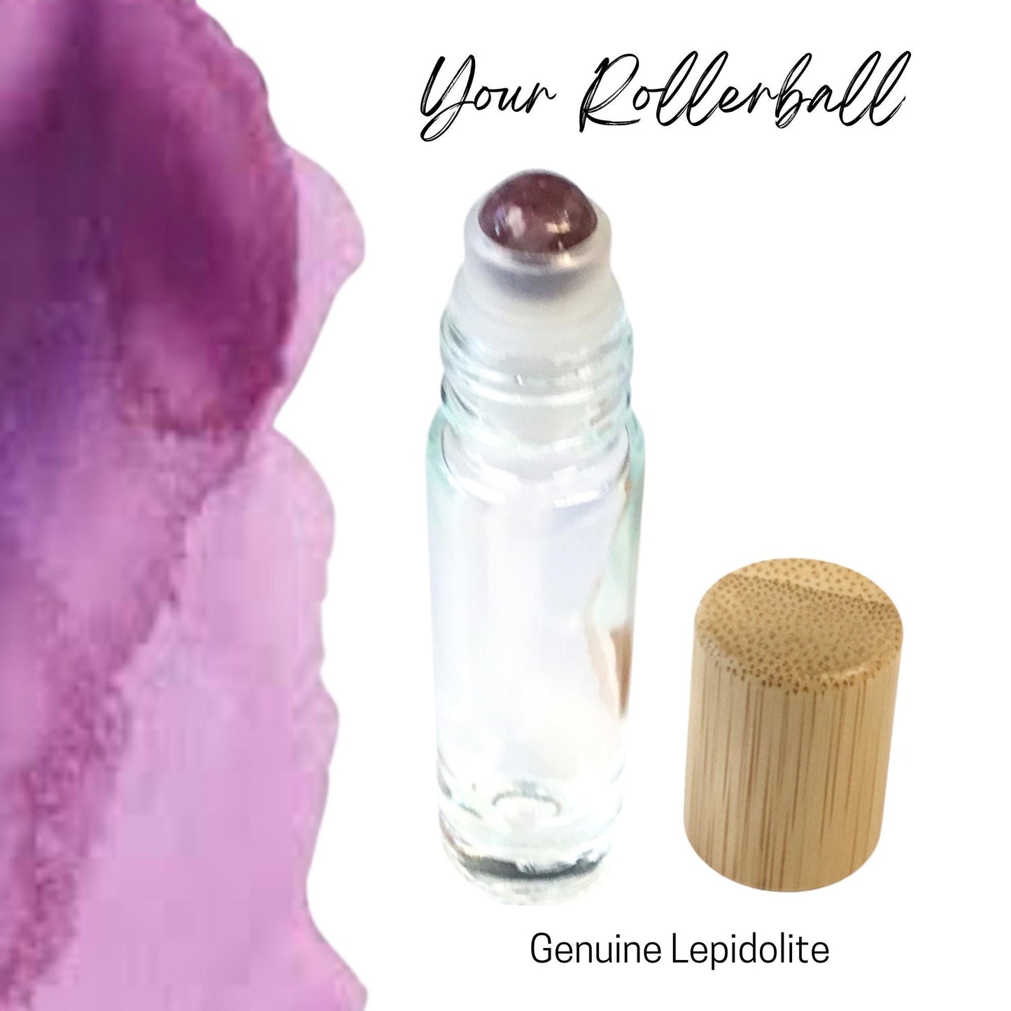 Lepidolite Gemstone Roller Bottle, Calm & Emotional Balance, Crystal Rollerball, 5ml or 10ml