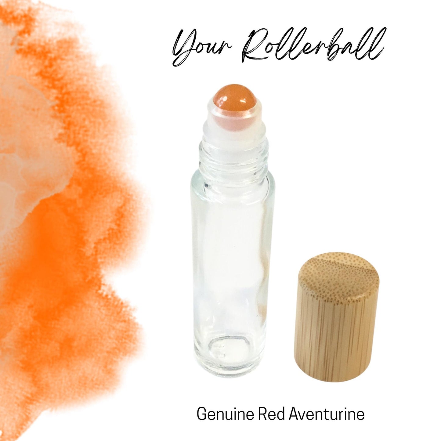 Red Aventurine Gemstone Roller Bottle, Motivation & Vitality, Crystal Rollerball, 5ml or 10ml