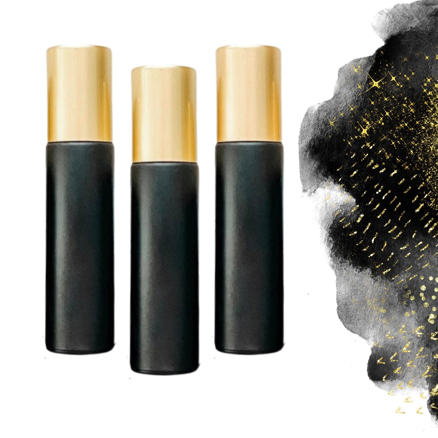Classic Black Glass Roller Bottle • 10ml Essential Oil Roller • Stainless or Glass Rollerball • Refillable • Single & Set Options