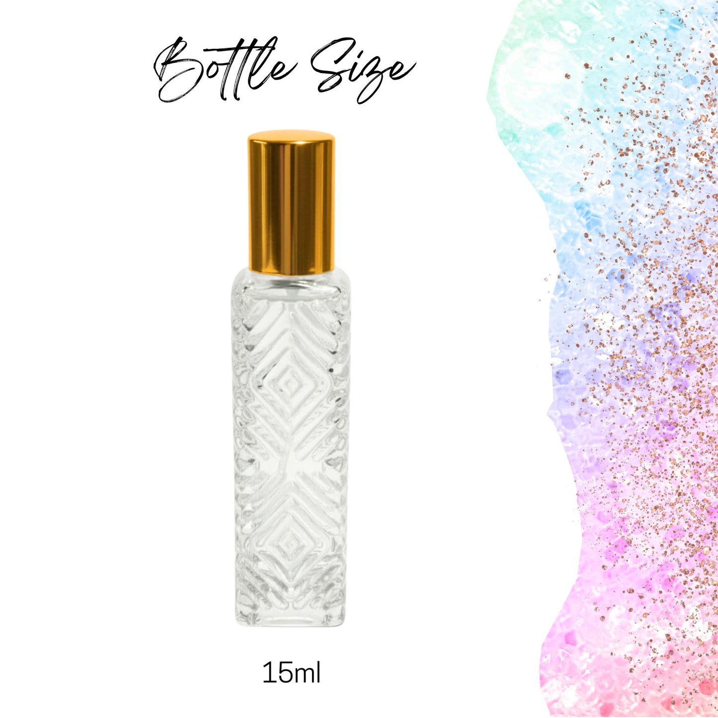 Diamond Pattern Clear Glass Roller Bottle • 15ml Essential Oil Roller • Stainless Rollerball • Signature Shapes • Refillable