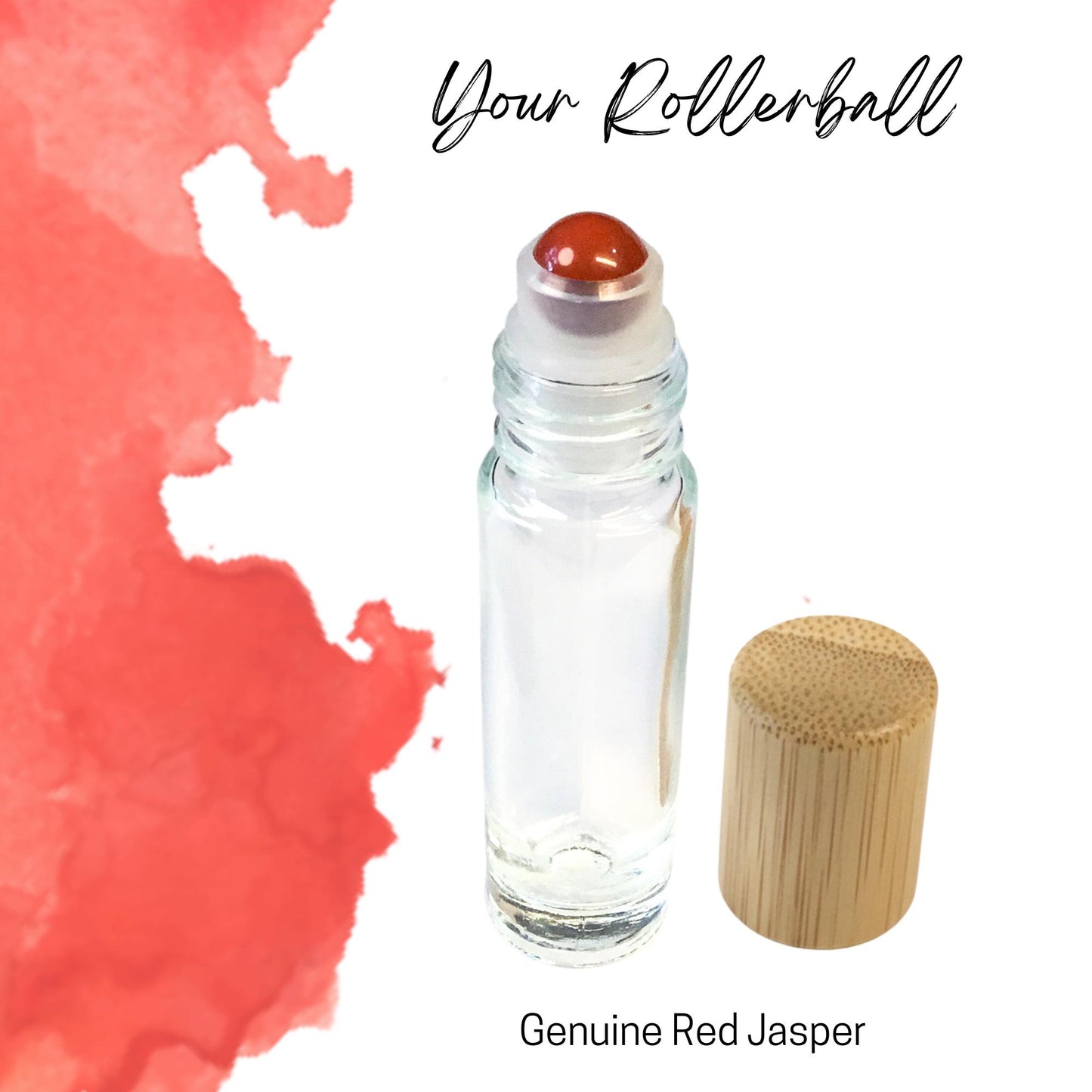 Red Jasper Gemstone Roller Bottle, Strength & Grounding, Crystal Rollerball, 5ml or 10ml