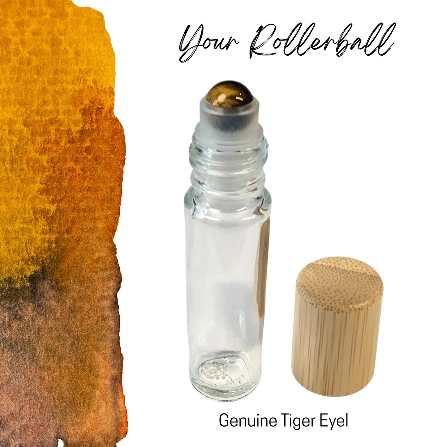 Tiger Eye Gemstone Roller Bottle, Confidence & Focus, Crystal Rollerball, 5ml or 10ml