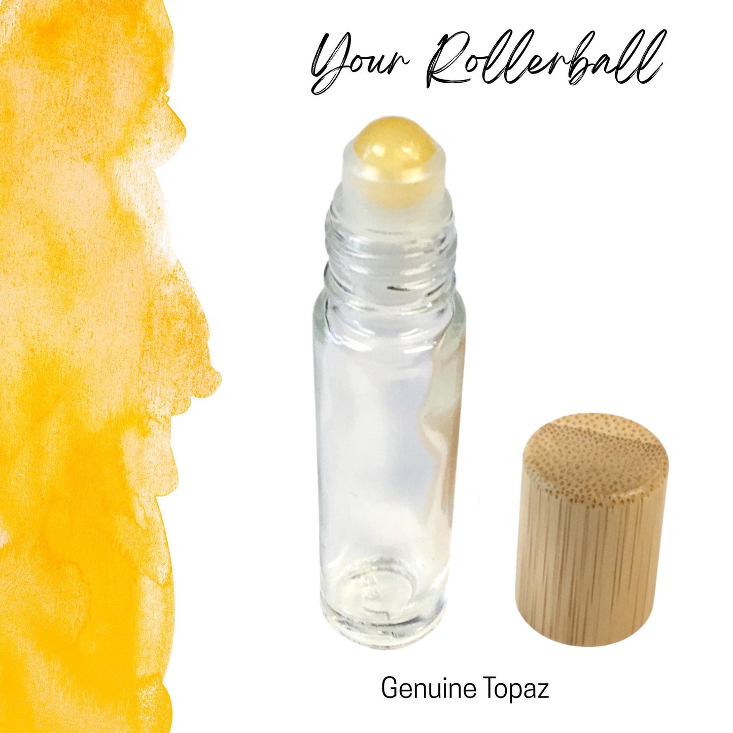 Topaz Gemstone Roller Bottle, Clarity & Confidence, Crystal Rollerball, 5ml or 10ml
