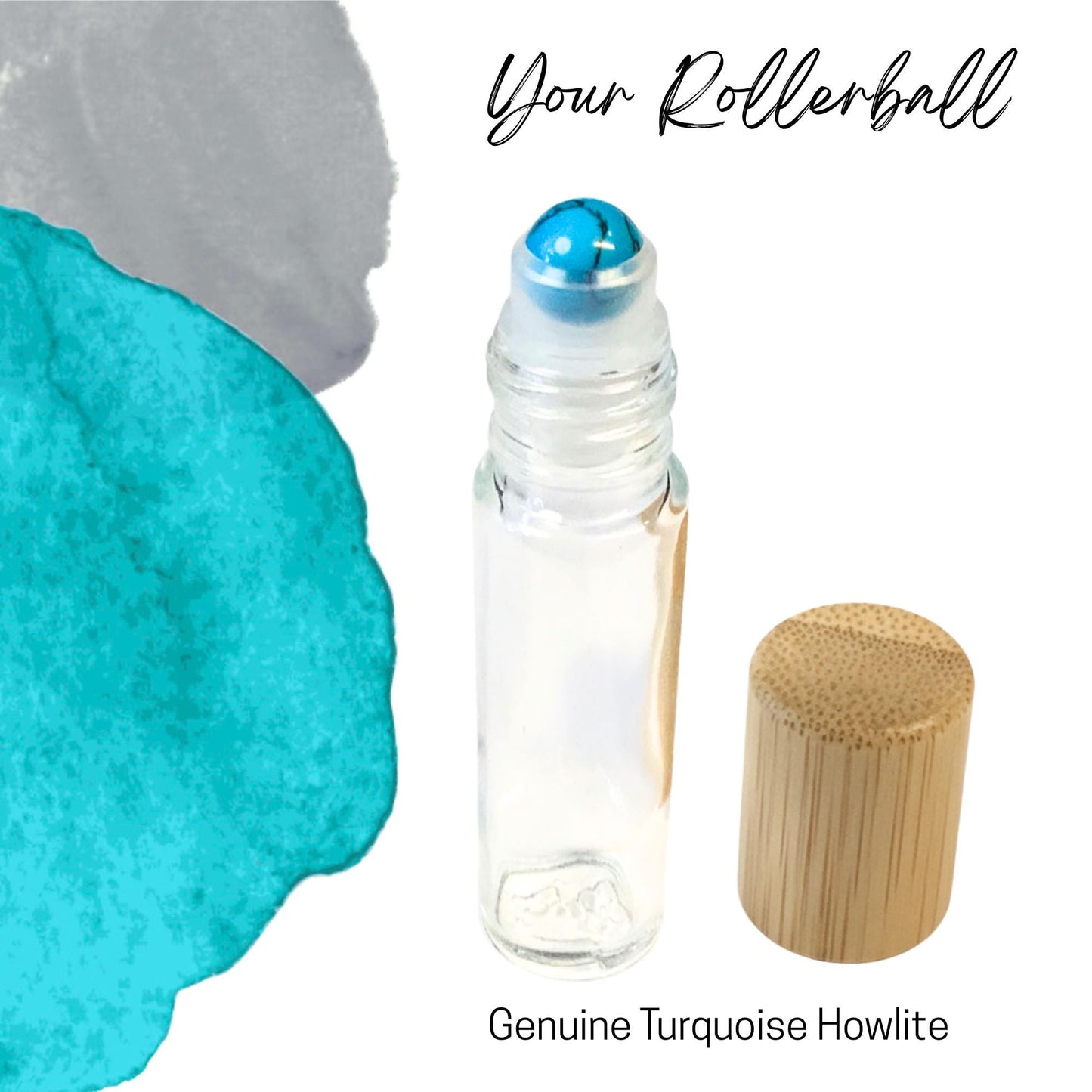 Turquoise Howlite Gemstone Roller Bottle, Calm & Communication, Crystal Rollerball, 5ml or 10ml