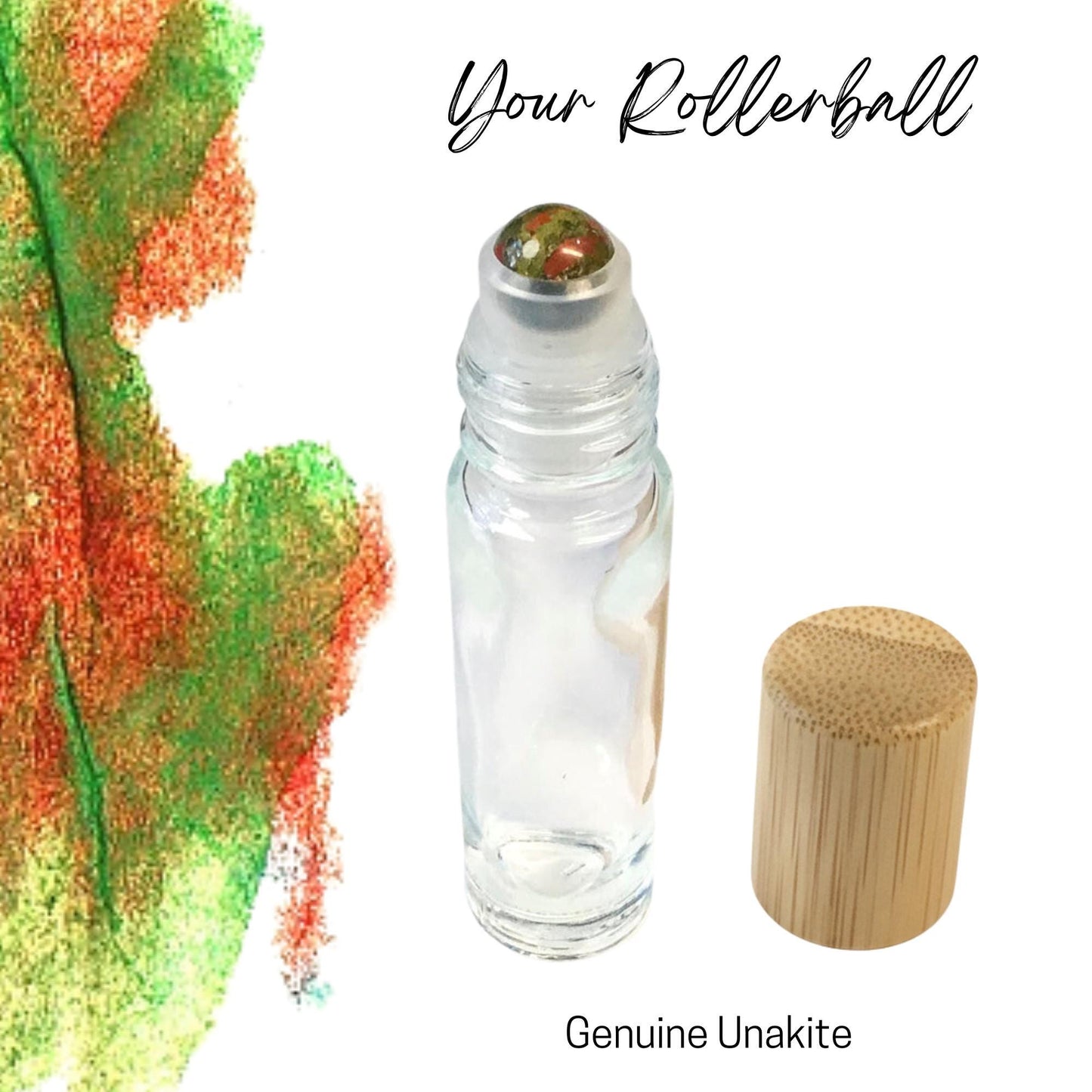 Unakite Gemstone Roller Bottle, Emotional Balance & Growth, Crystal Rollerball, 5ml or 10ml