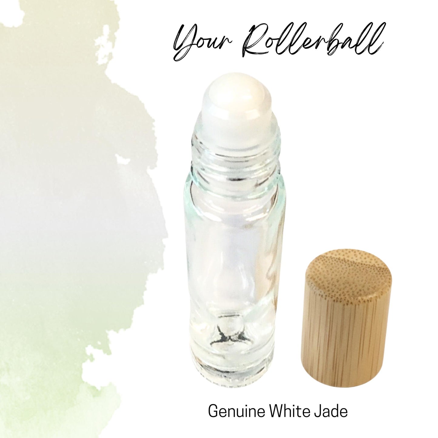 White Jade Gemstone Roller Bottle, Peace & Clarity, Crystal Rollerball, 5ml or 10ml