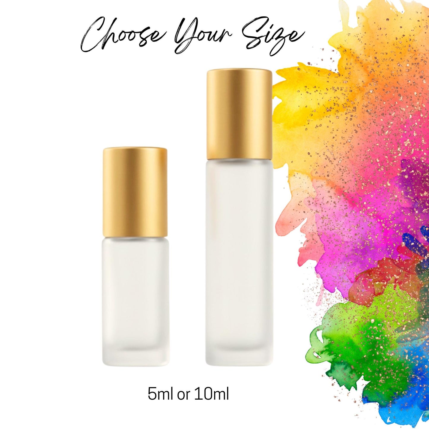 Frosted Clear Glass Roller Bottle • 5ml or 10ml Essential Oil Roller • Stainless or Glass Rollerball • Refillable • Single & Set Options