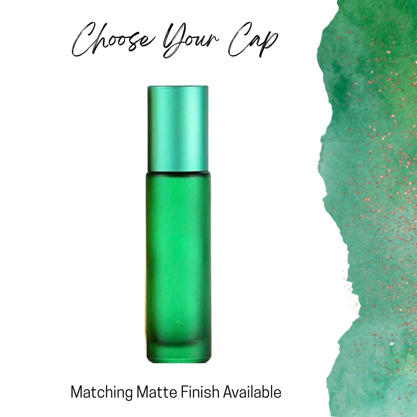 Frosted Green Glass Roller Bottle • 5ml or 10ml Essential Oil Roller • Stainless or Glass Rollerball • Refillable • Single & Set Options