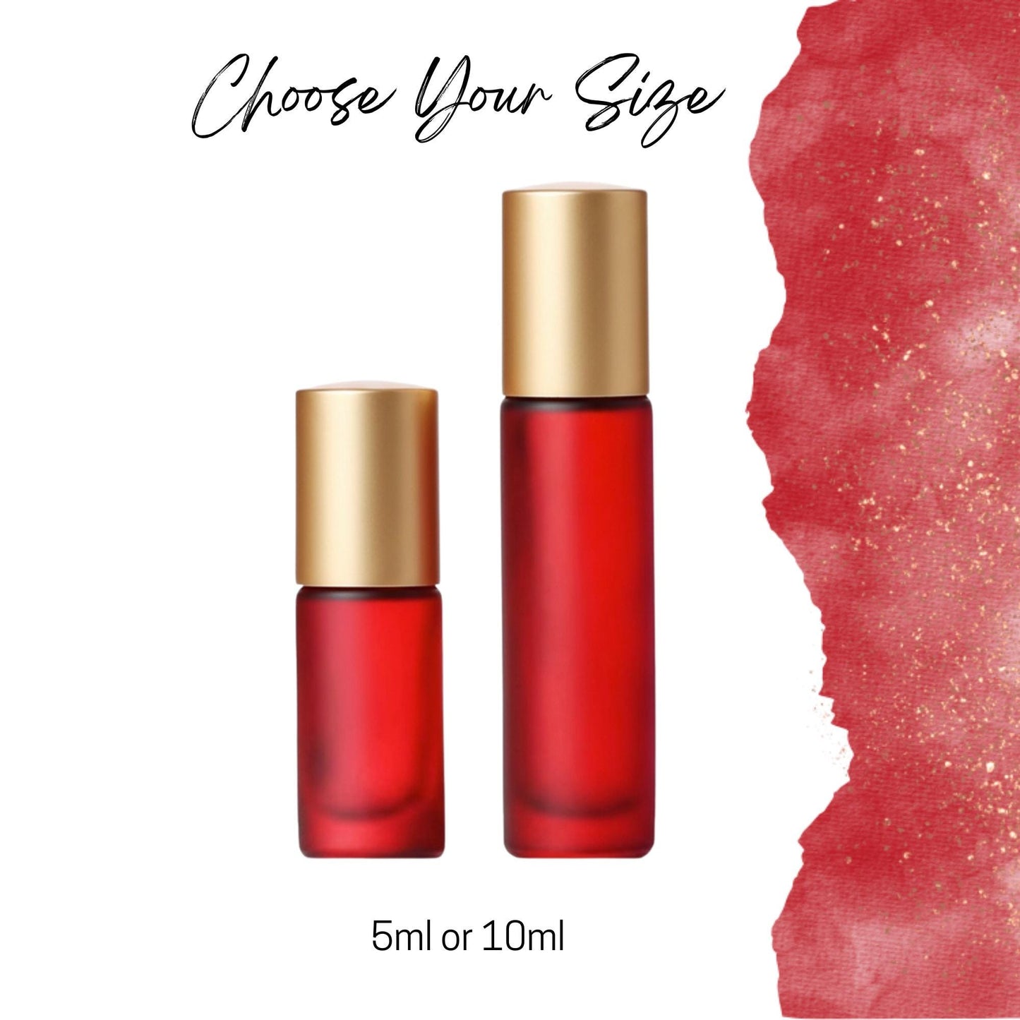 Frosted Red Glass Roller Bottle • 5ml or 10ml Essential Oil Roller • Stainless or Glass Rollerball • Refillable • Single or Set Options