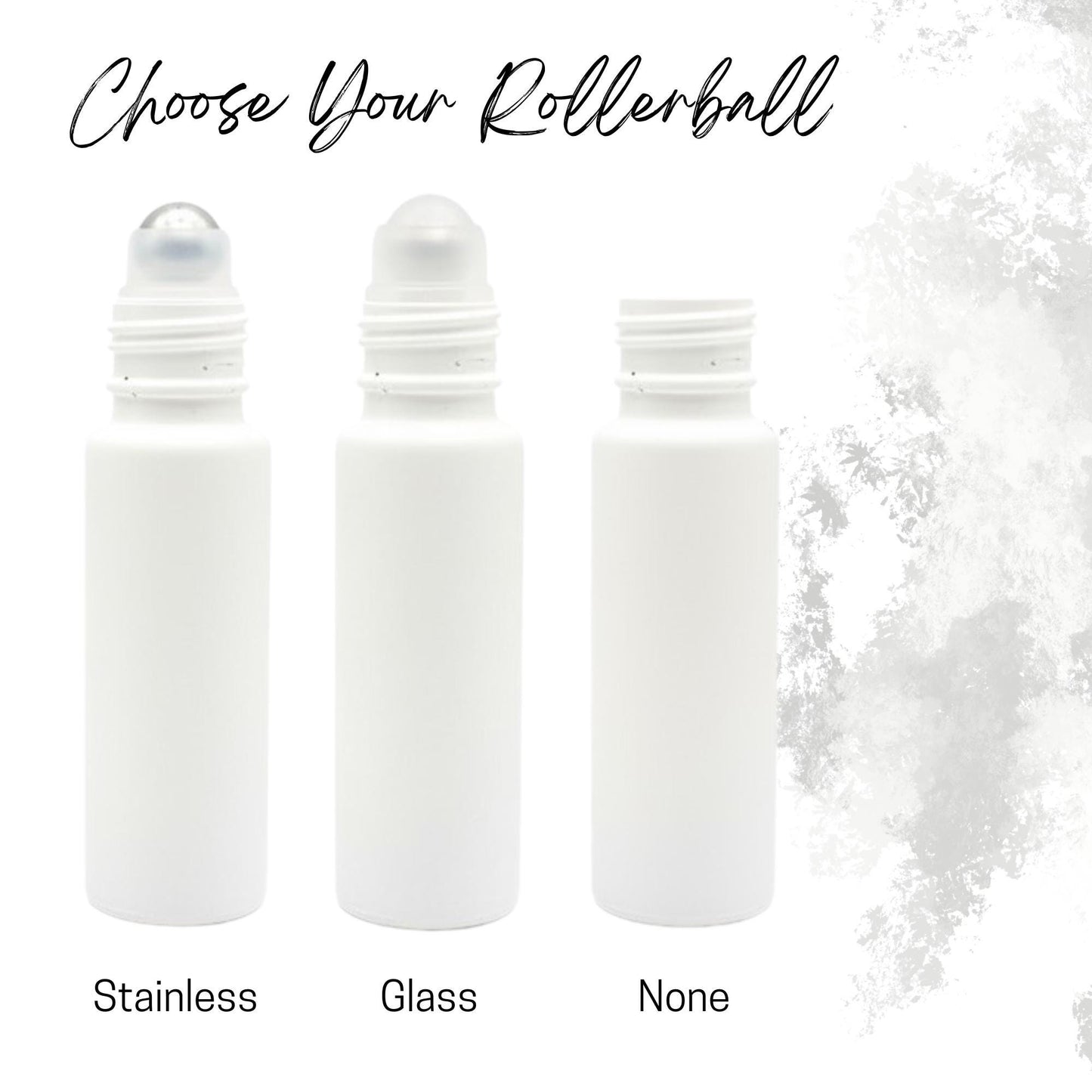 Classic White Glass Roller Bottle with Bamboo Cap • 10ml Essential Oil Roller • Glass or Stainless Rollerball • Refillable