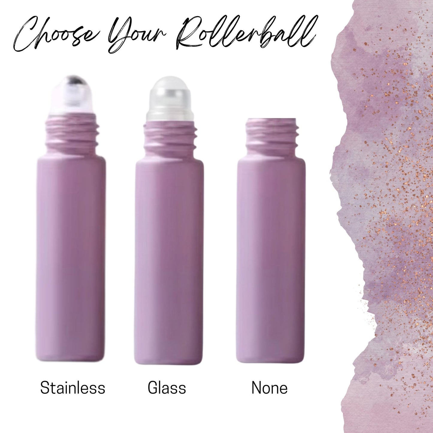Meadow Plum Glass Roller Bottle • 5ml or 10ml Essential Oil Roller • Stainless or Glass Rollerball • Refillable • Single or Set Options