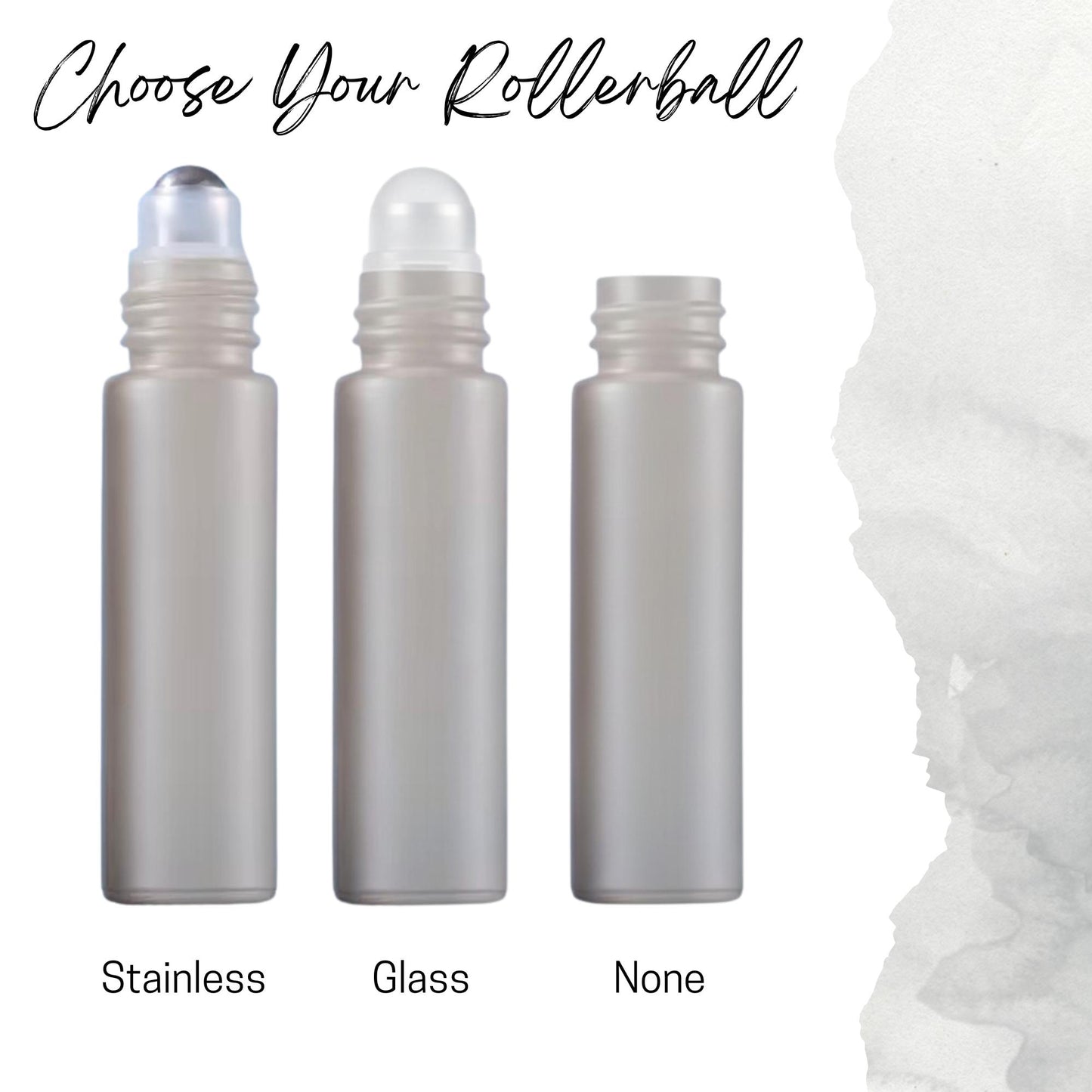 Mountain Gray Glass Roller Bottle with Bamboo Cap • 5ml or 10ml Essential Oil Roller • Glass or Stainless Rollerball • Refillable